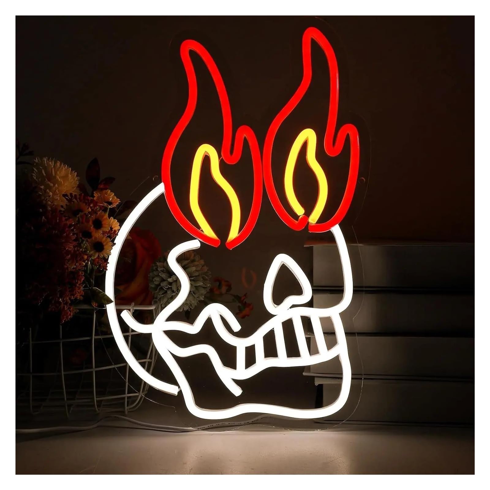 LEMST Sign Lamp Skull Neon Sign Light Dimmable for Bar Club Bedroom Hotel Man Cave Birthday Party Art Decor 26cmx40cm