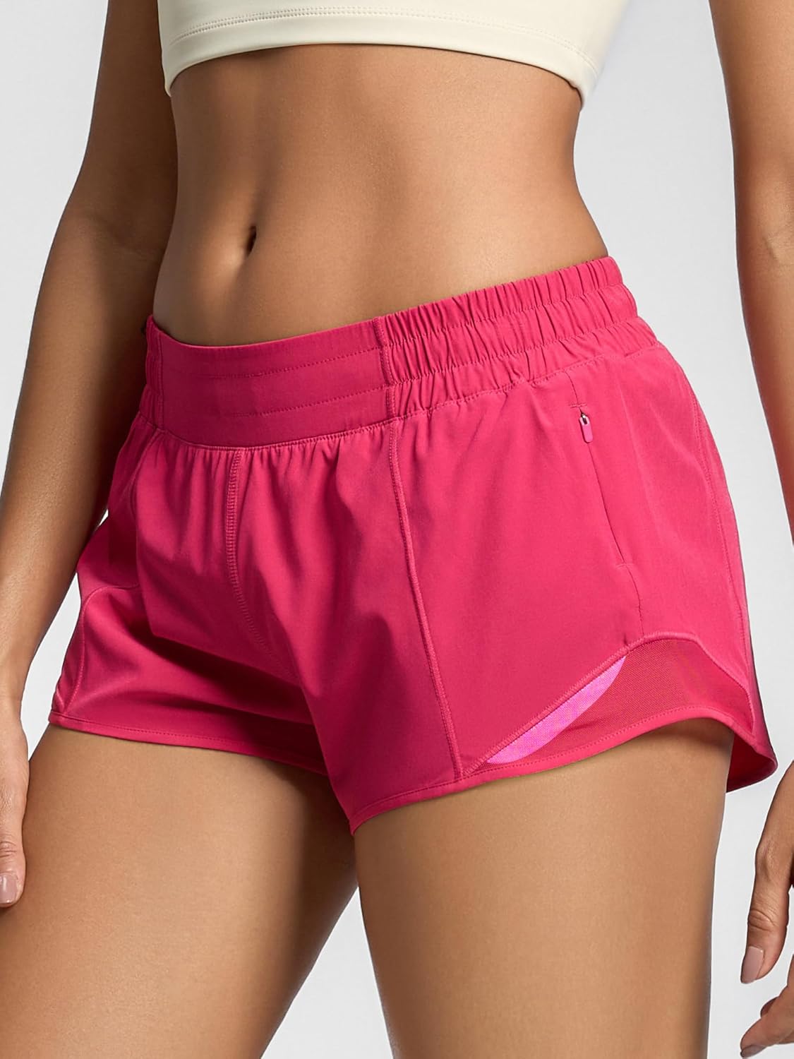 MCEDAR Women's Running Shorts Low Waisted 2.5",Lightweight Active Workout Quick Dry Gym Athletic Sports Shorts Zip Pocket - Image 4