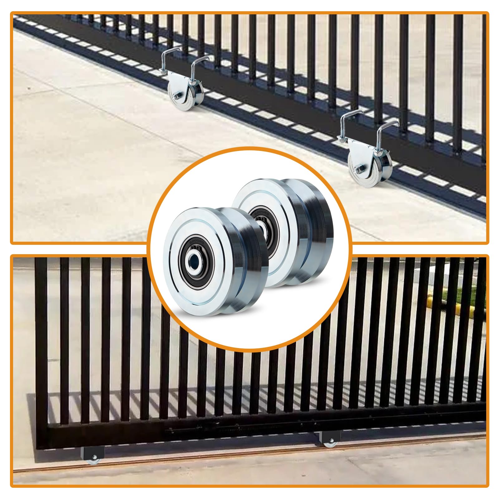 4" V Groove Gate Wheels, 3000LBS Solid Sliding V Groove Wheels — Amazon image 7