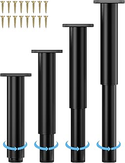 Metal Adjustable Furniture Legs 7-12.6 inch, Wlrrcwdttc Bed Support Legs Adjustable Height Cabinet Legs for Bed Frame/Sofa/Dresser/Couch/Chair/Table,Bed Replacement Legs Bed Center Slats Legs Set of 4
