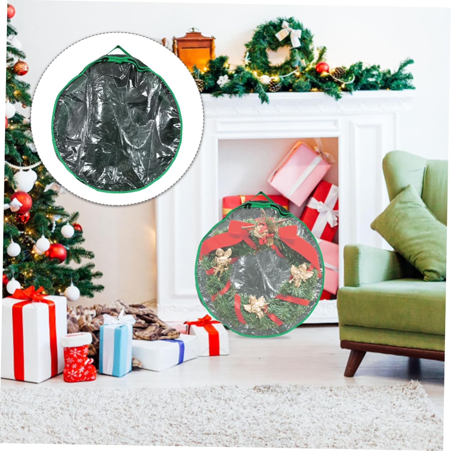 KOMBIUDA 1pc Christmas Wreath Storage Bag Window Container for Holiday Decoration and Non-deforming Design for Storing Festive Wreaths