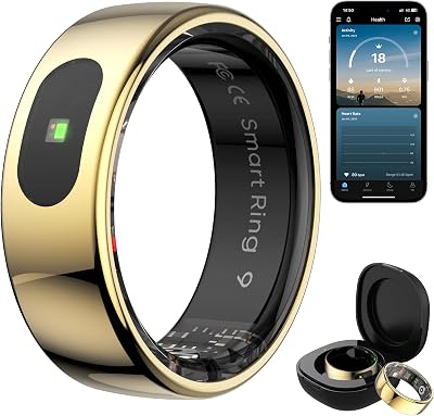Advanced Smart Ring, Skin Temperature & Touch Control (Gold, 9)