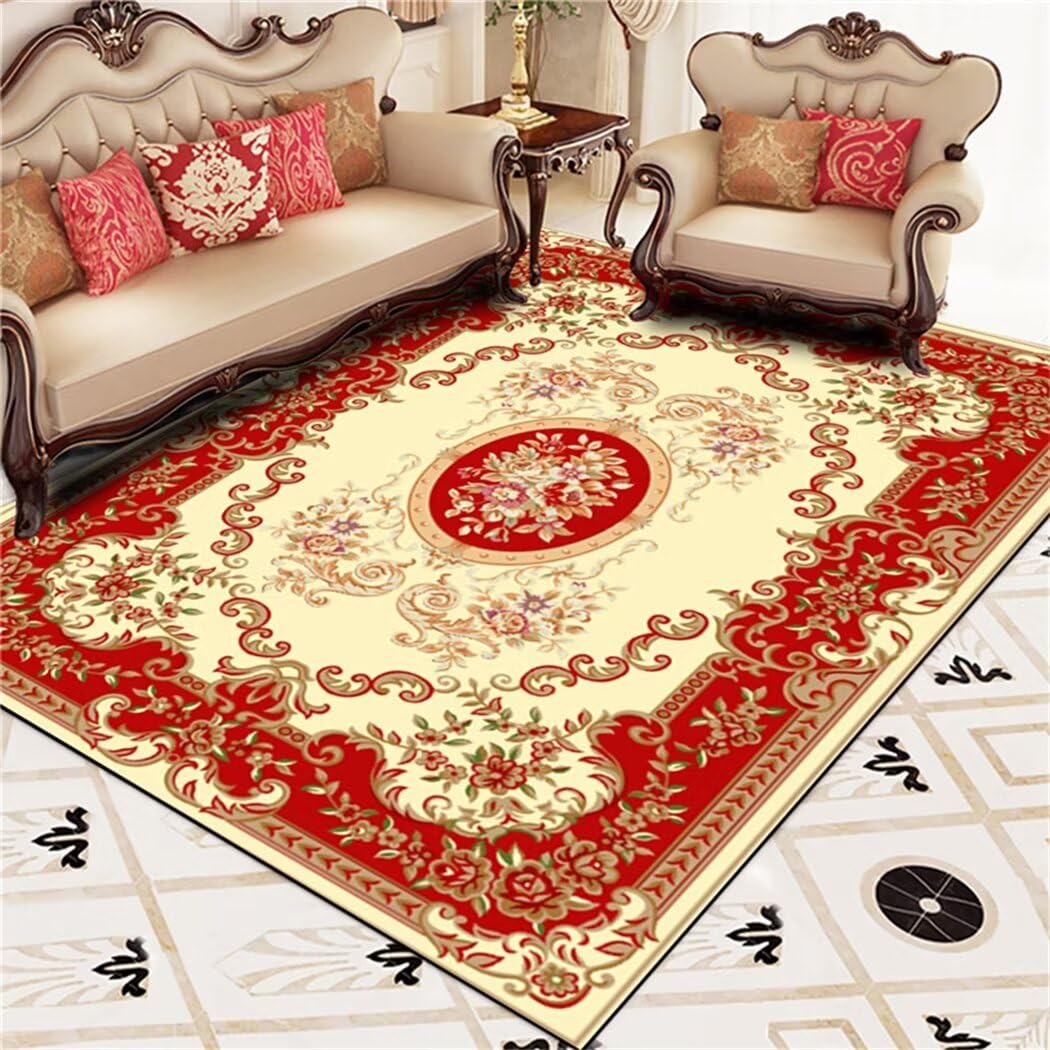 Tapis floral rétro jaune pour égayer le salon et l'espace de jeux des enfants