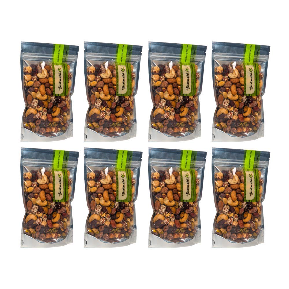 FastachiCranberry Nut Mix (8-pack) | Deluxe Mixed Nuts Snack Packs | Non-GMO | No Artificial Ingredients | Gluten Free | Cholesterol Free | Energy Mix With Dried Cranberries | Lightly Salted