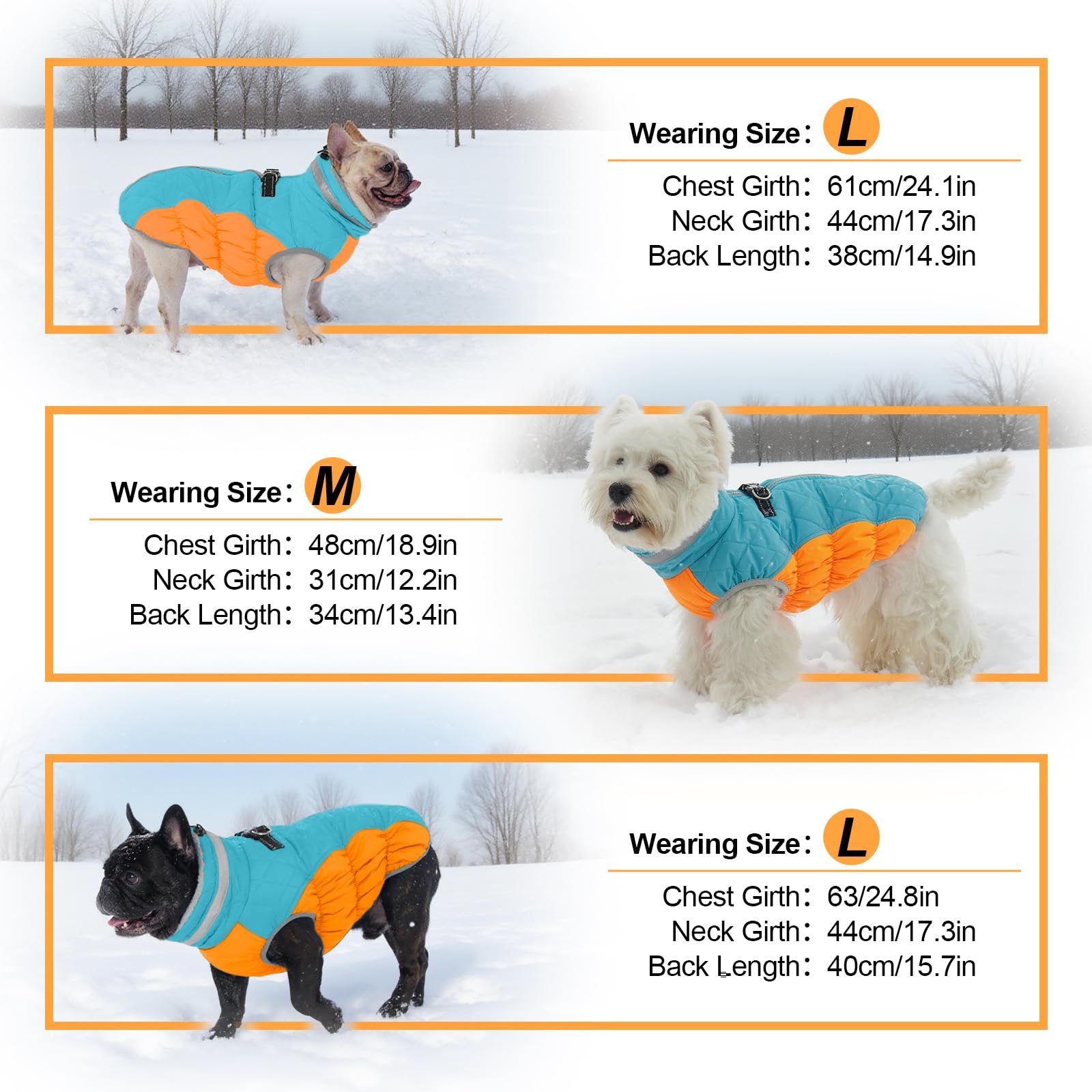 Abrigos cálidos para perros grandes, chamarra impermeable para perro con arnés integrado, cierre de cierre, forro polar, cuello alto, para clima frío, traje de nieve para mascotas para Border
