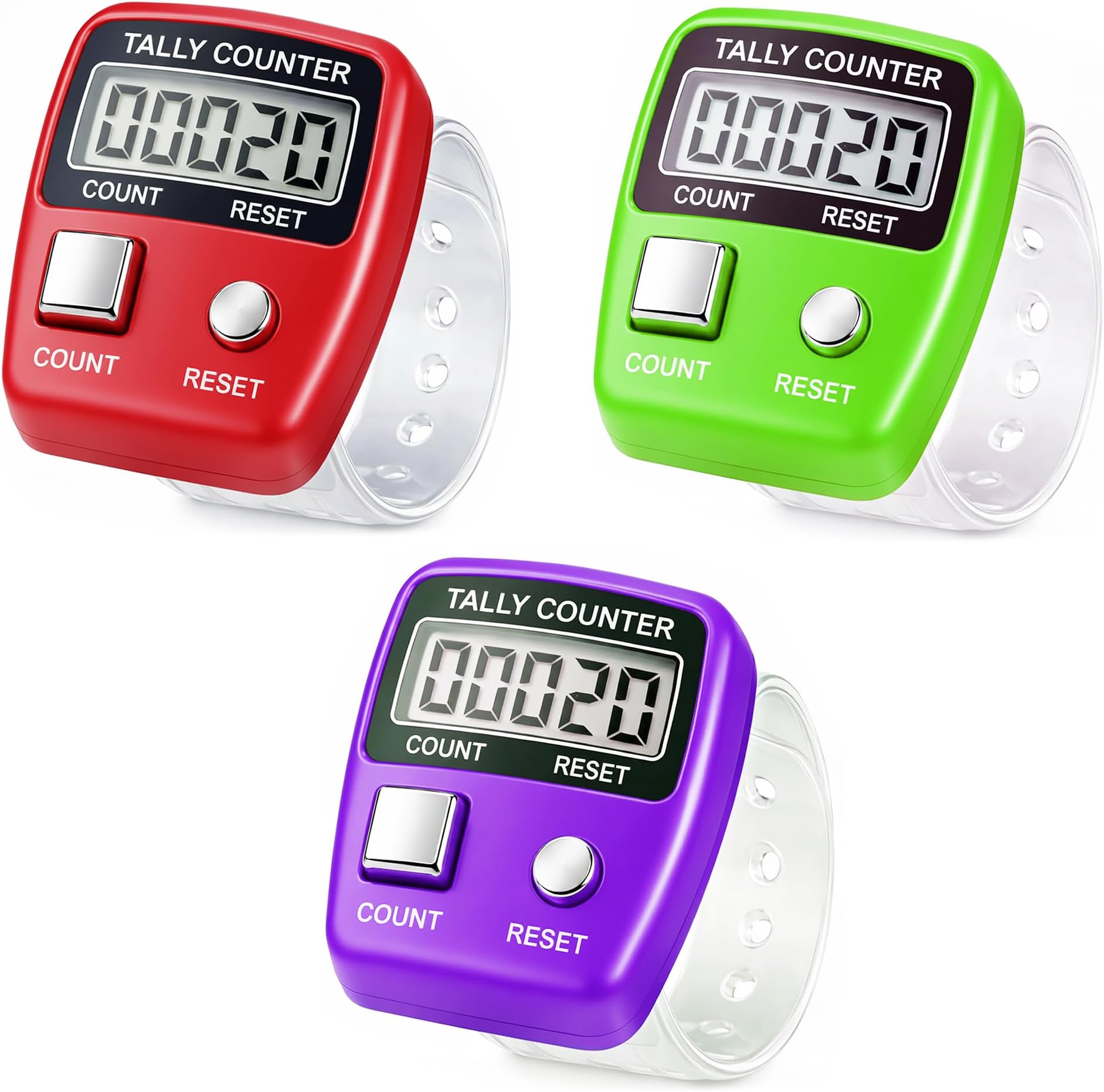 GLUN® Multiuse Finger Counter Portable Hand Finger Counting Machine Digital Head Electronic Tally Counter Pack of 3