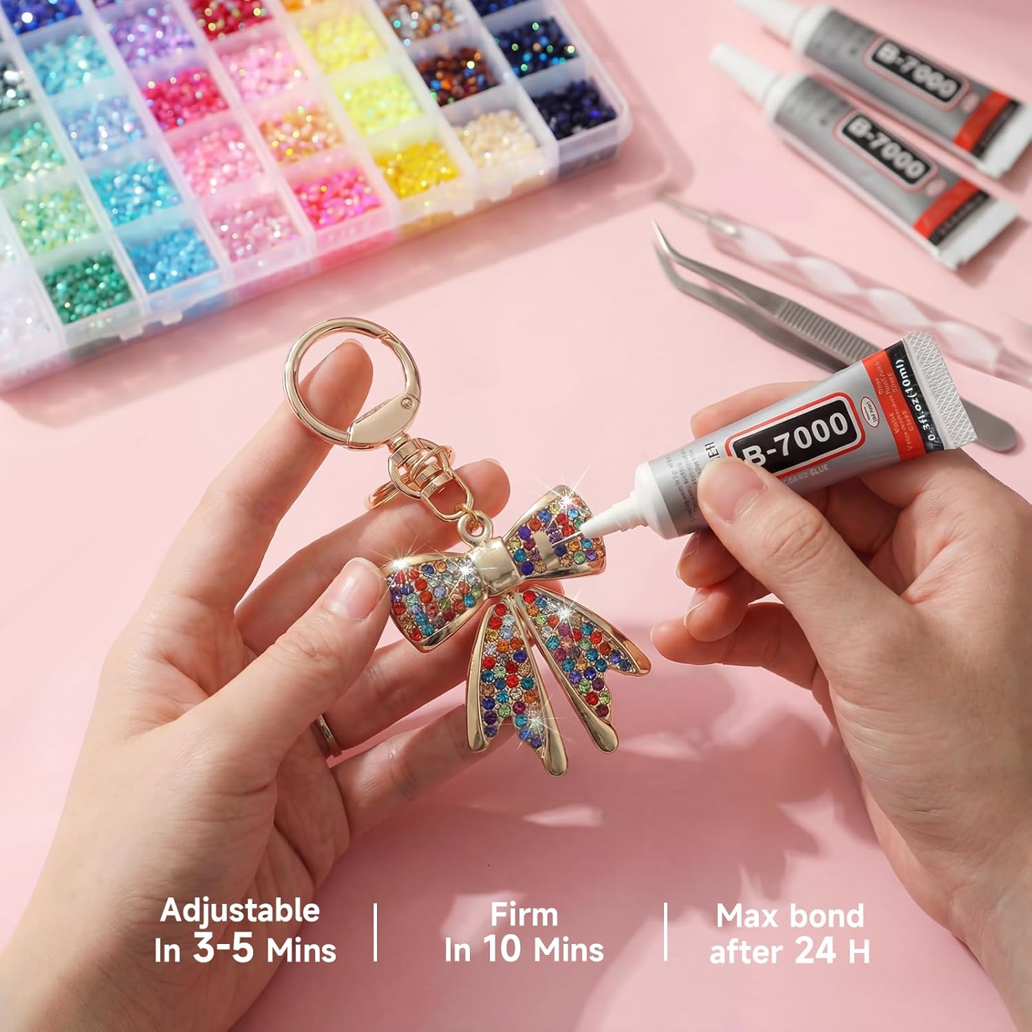 4mm Resin Rhinestones 54000Pcs, Bedazzling Kit with B7000 Glue, Tweezers & Pickup Pen, 54 Colors for Nail Art, DIY Crafts, Clothes, Shoes, Art Painting & Decorations (54 Colors 4mm + 6 Glue)