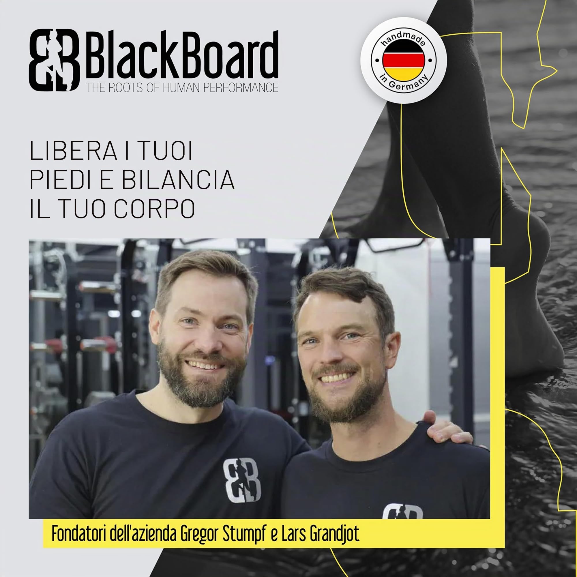 BlackBoard® Dispositivo di allenamento per il piede I Rafforzamento e stabilizzazione del piede | Allenamento dell'asse delle gambe per prevenire dolori articolari | Fisioterapia - Made in Germany