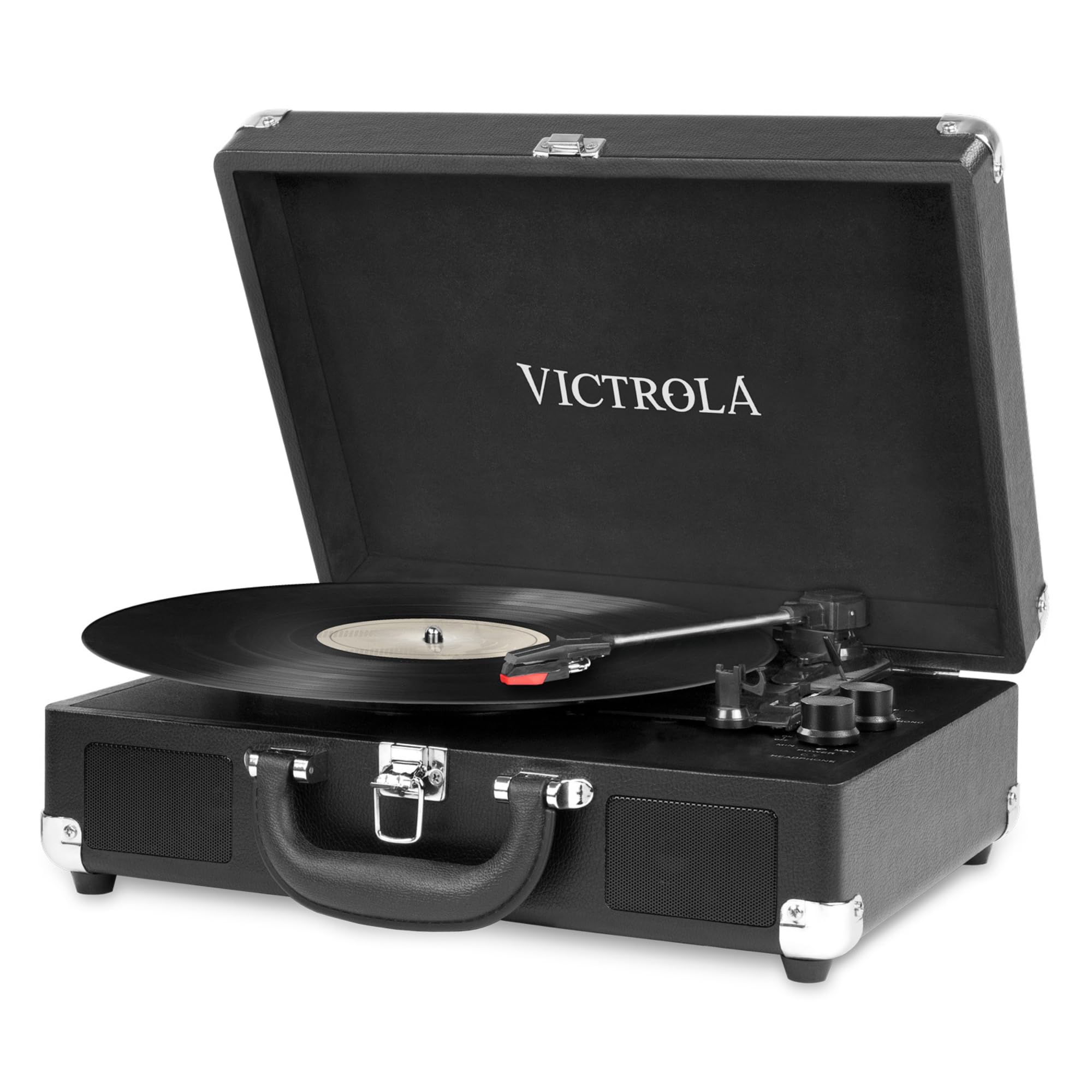 Victrola Kofferplattenspieler – 3-Gang, Schwarz, Bluetooth integriert