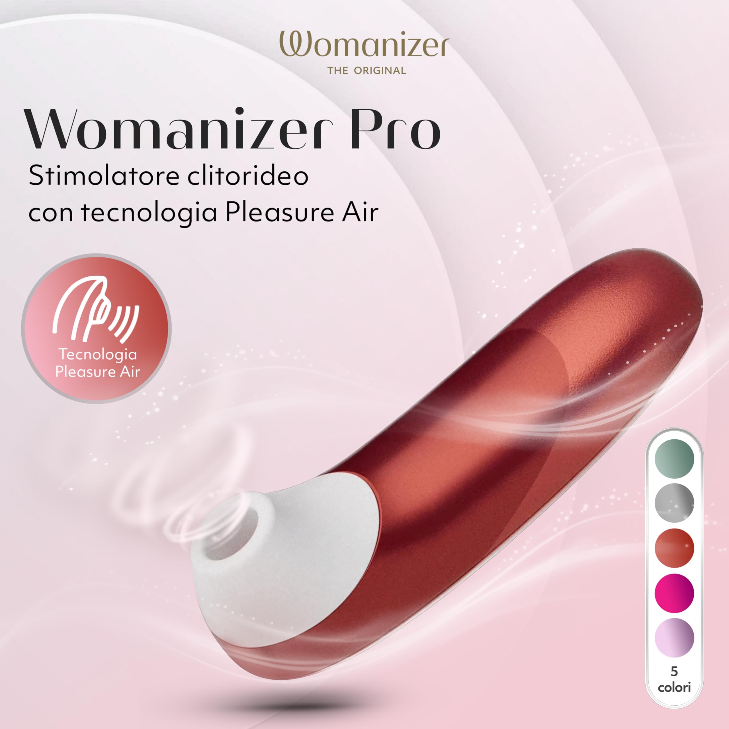 Womanizer Pro Succhia Clitoride Giocattolo per adulti | Vibratore per Donne & Coppie | Stimolatore Clitorideo 11 Velocità di Aspirazione | Massaggiatore Impermeabile per Stimolazione Intima | Rosso