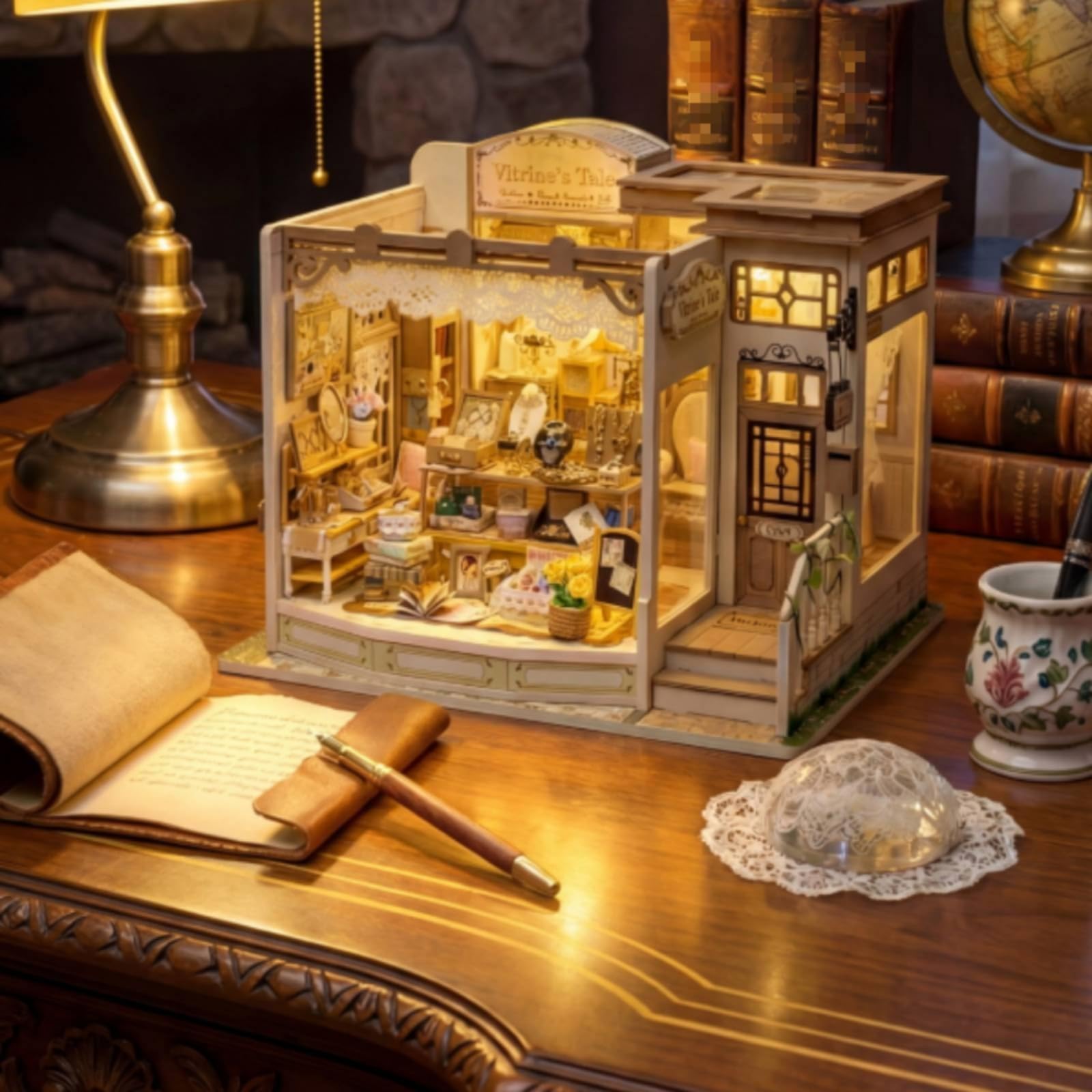 Miniatur-Schmuckladen detailgetreu Schmuckgeschäft-Modellbausatz kompakt Modellhaus für Sammler, Regal
