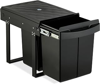 Relaxdays Einbaumülleimer, ausziehbar, Mülltrennsystem für Unterschrank, Verschiedene Fächeranzahl & Volumen, schwarz