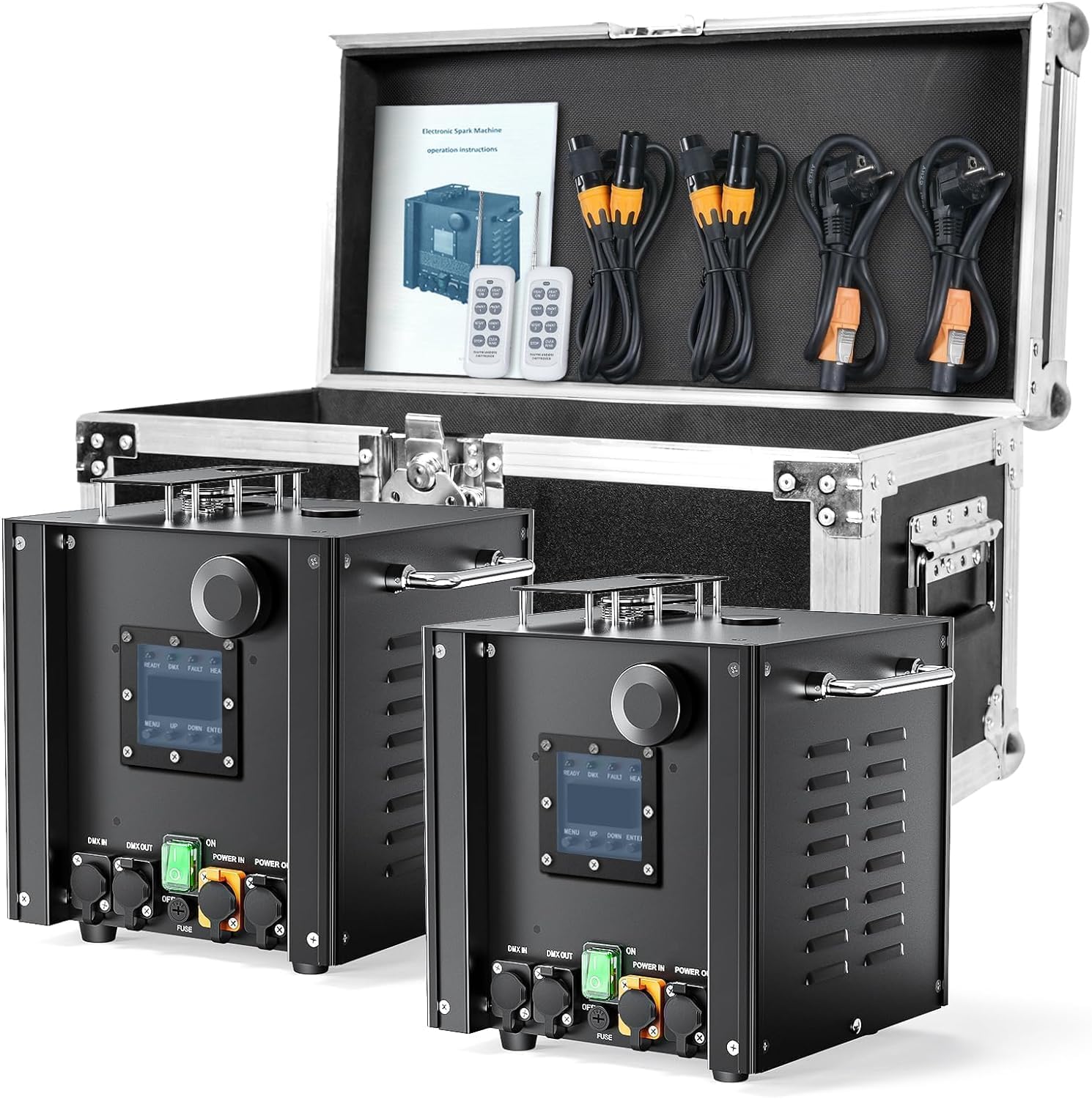 Impermeabili macchina per effetti speciali da palcoscenico, composta da due unità effetti da 750 W, con flight case e telecomando, adatta per Halloween, Natale, matrimoni ed eventi sportivi