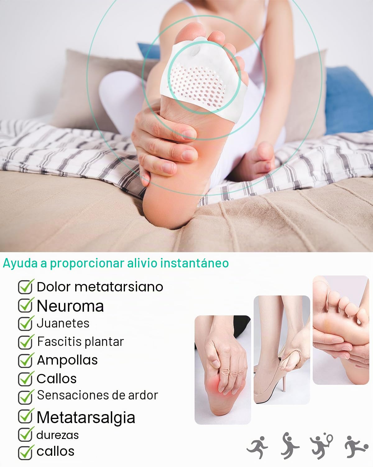 PGRODE - Almohadillas metatarsianas separadoras de dedos para corrección de juanetes, corrector de dedos en martillo suave y transpirable, espaciadores de dedos para mujeres y hombres (3 pares)
