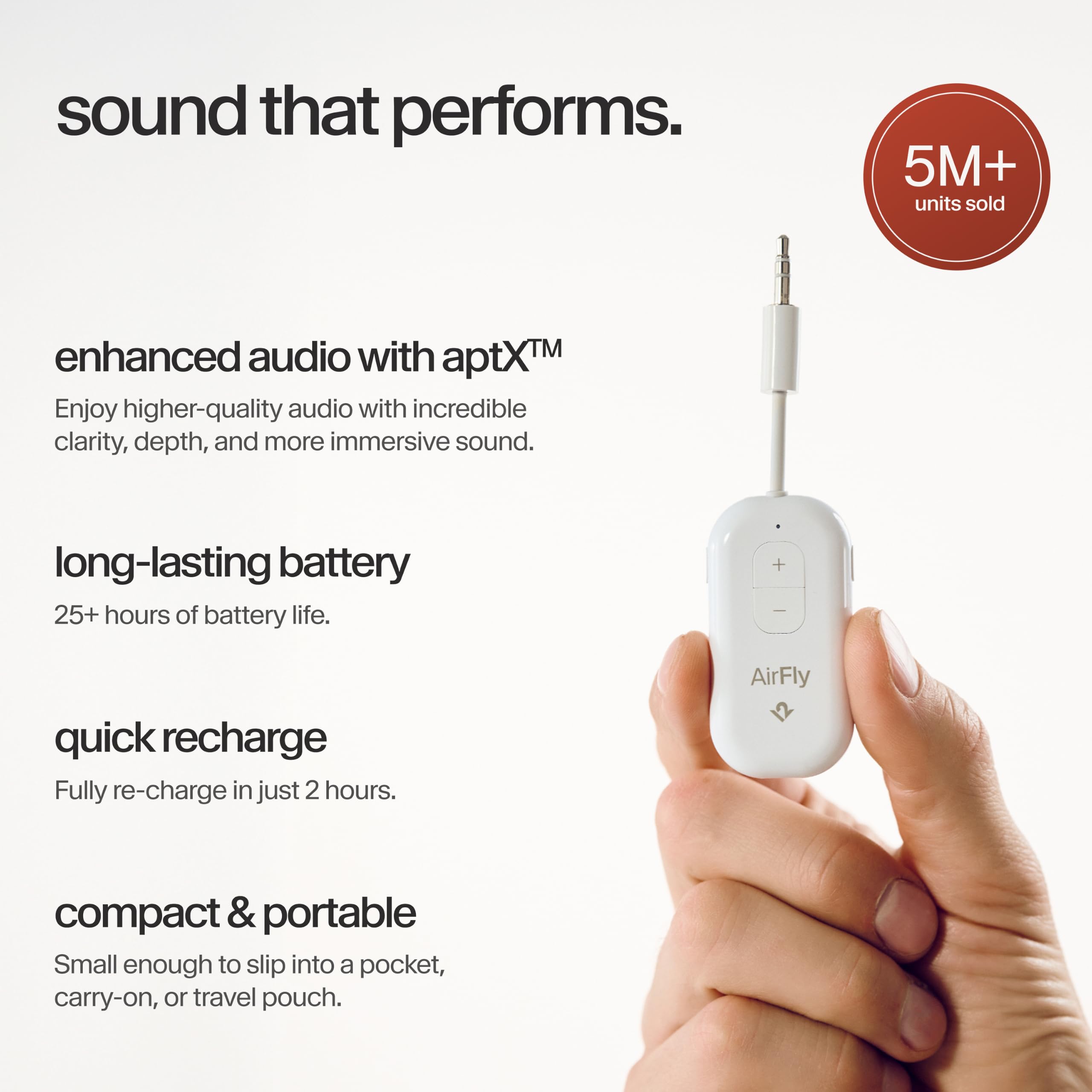 Twelve South AirFly Pro 2 Transmetteur/Récepteur Bluetooth 5.0 pour TV/Avion vers 2 Casque sans Fil - Adaptateur sans Fil pour AirPods, Avion, Voiture, Gym, Maison, Utilisation avec n'importe Quelle