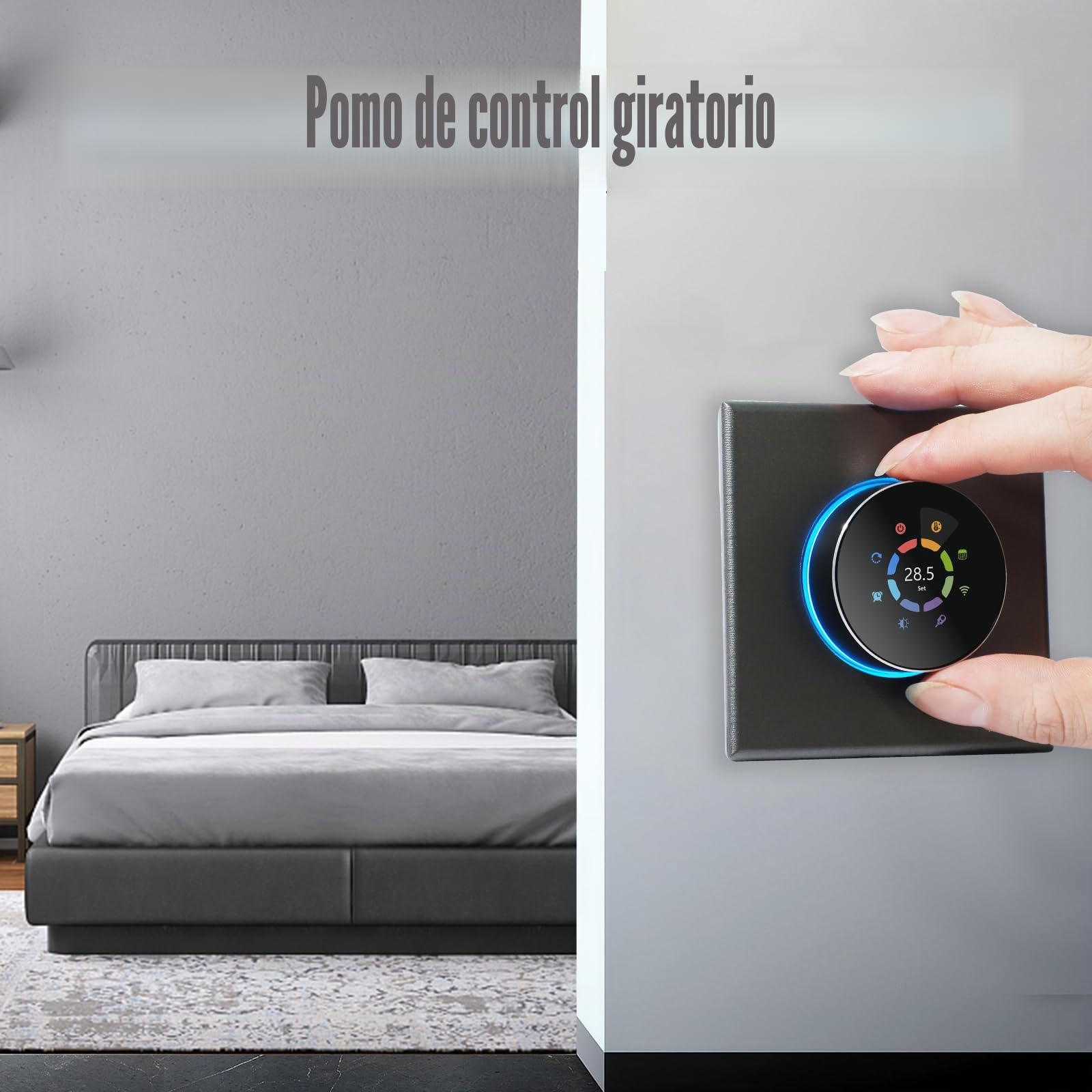 Termostato WiFi para Caldera de Gas,Inteligente termostato Control Botones,programable semanal/aplicación móvil/Control de Voz Compatible con Alexa/Google Home, 5A-Negro