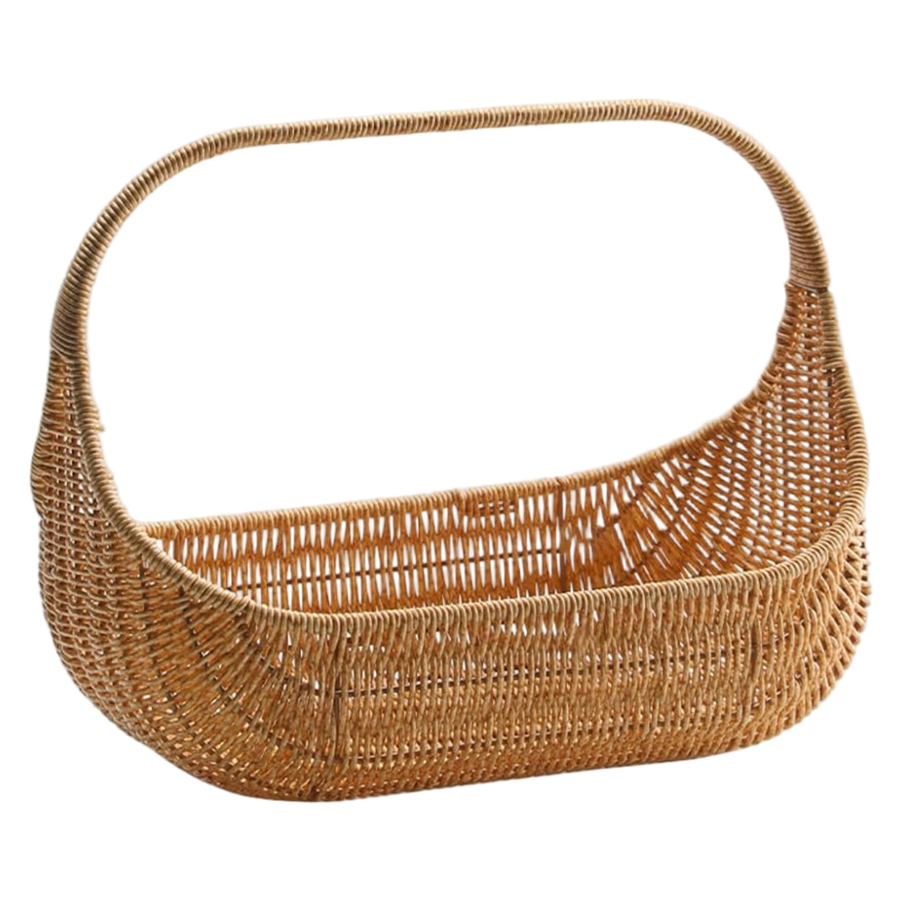 Takingup Harvest Basket Wedding Flower Girl Wicker Basket with Handle Multipurpose Rustic Woven Bucket for Serving Vegetables Kitchen - Harvest