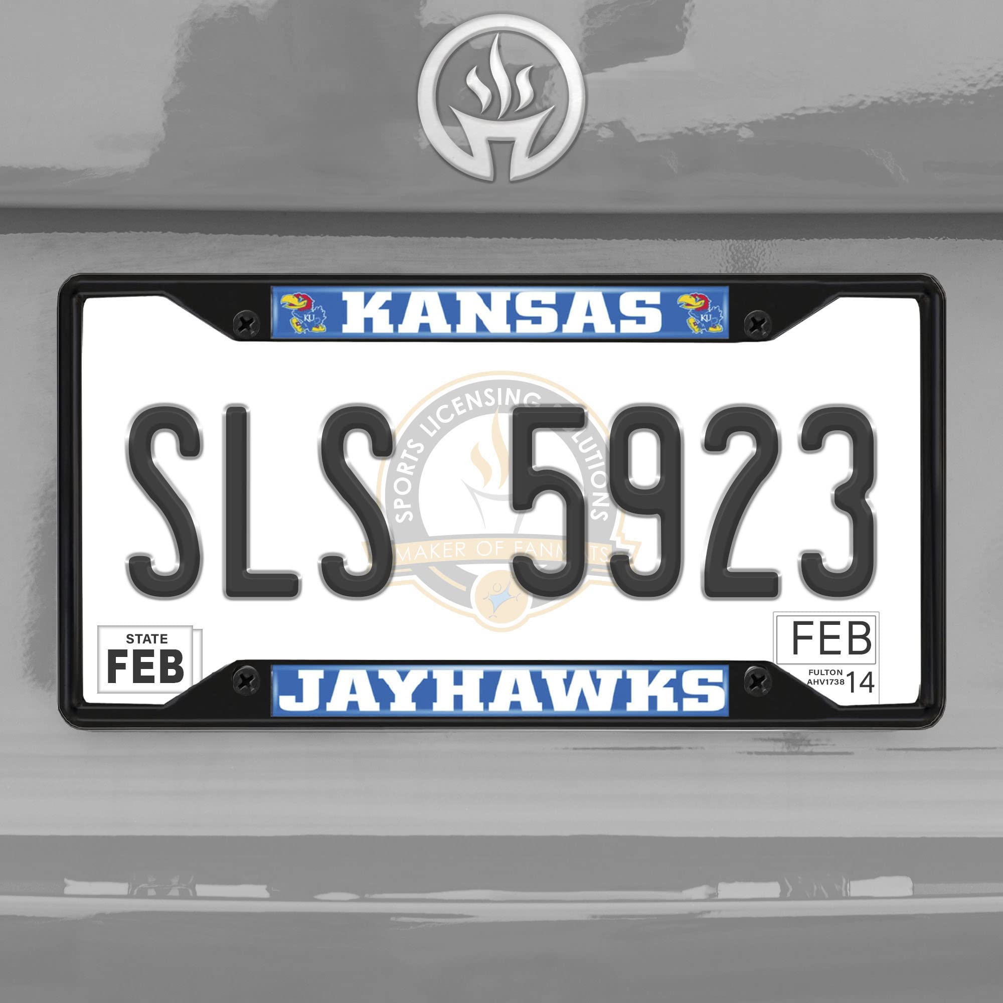 FANMATS 31256 Kansas Jayhawks Metal License Plate Frame Black Finish