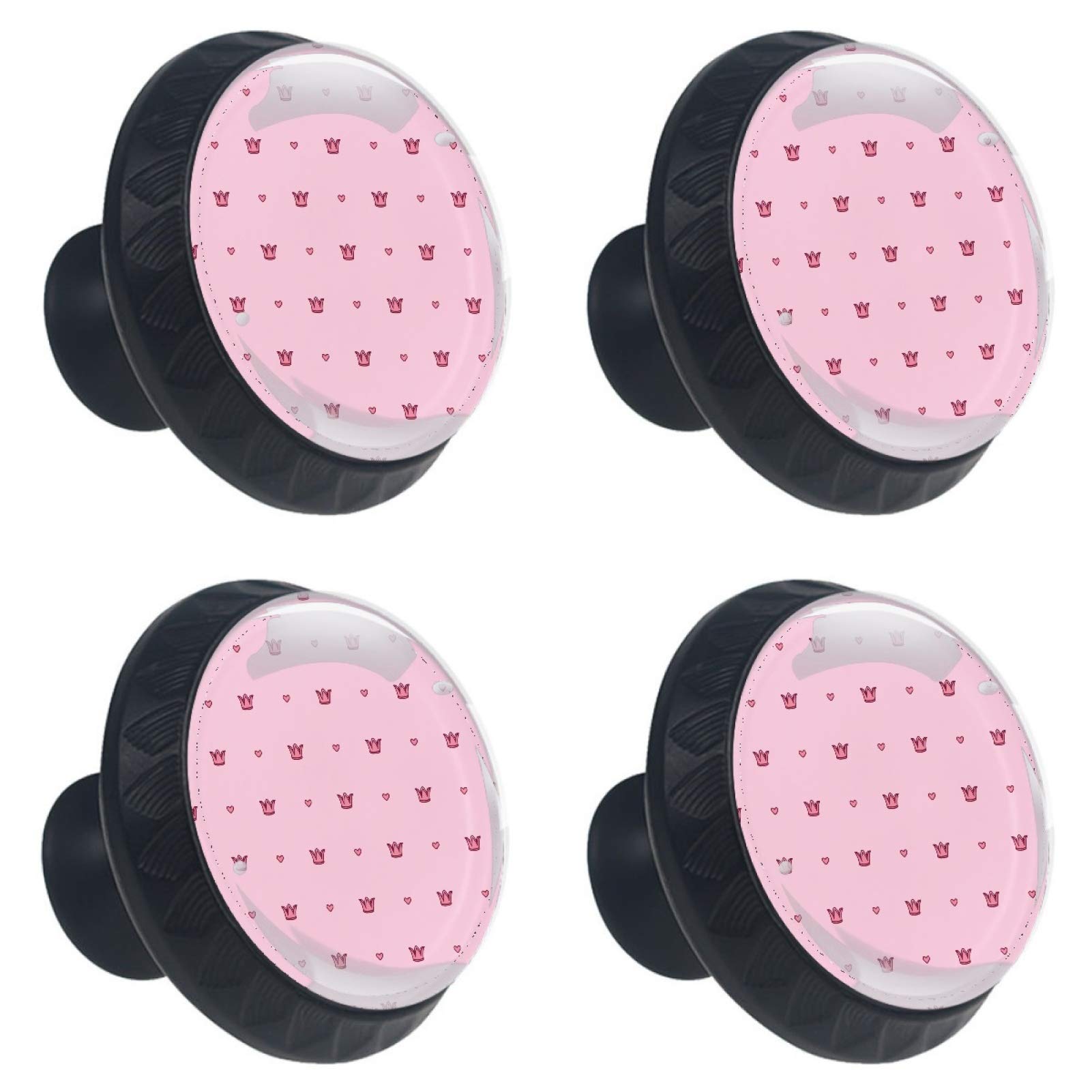 Poignées en verre couronne rose cœur finitions soignées pour commode