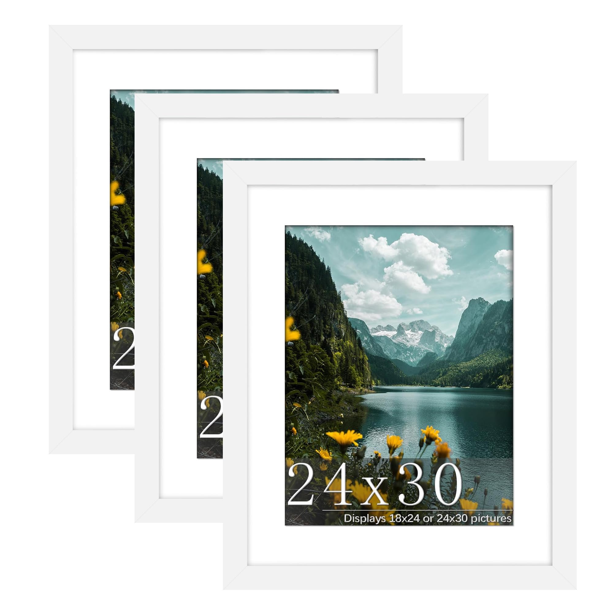 Picrit 24x30 White Puzzle Frame, Picture Frame for Wall, 3 Pack