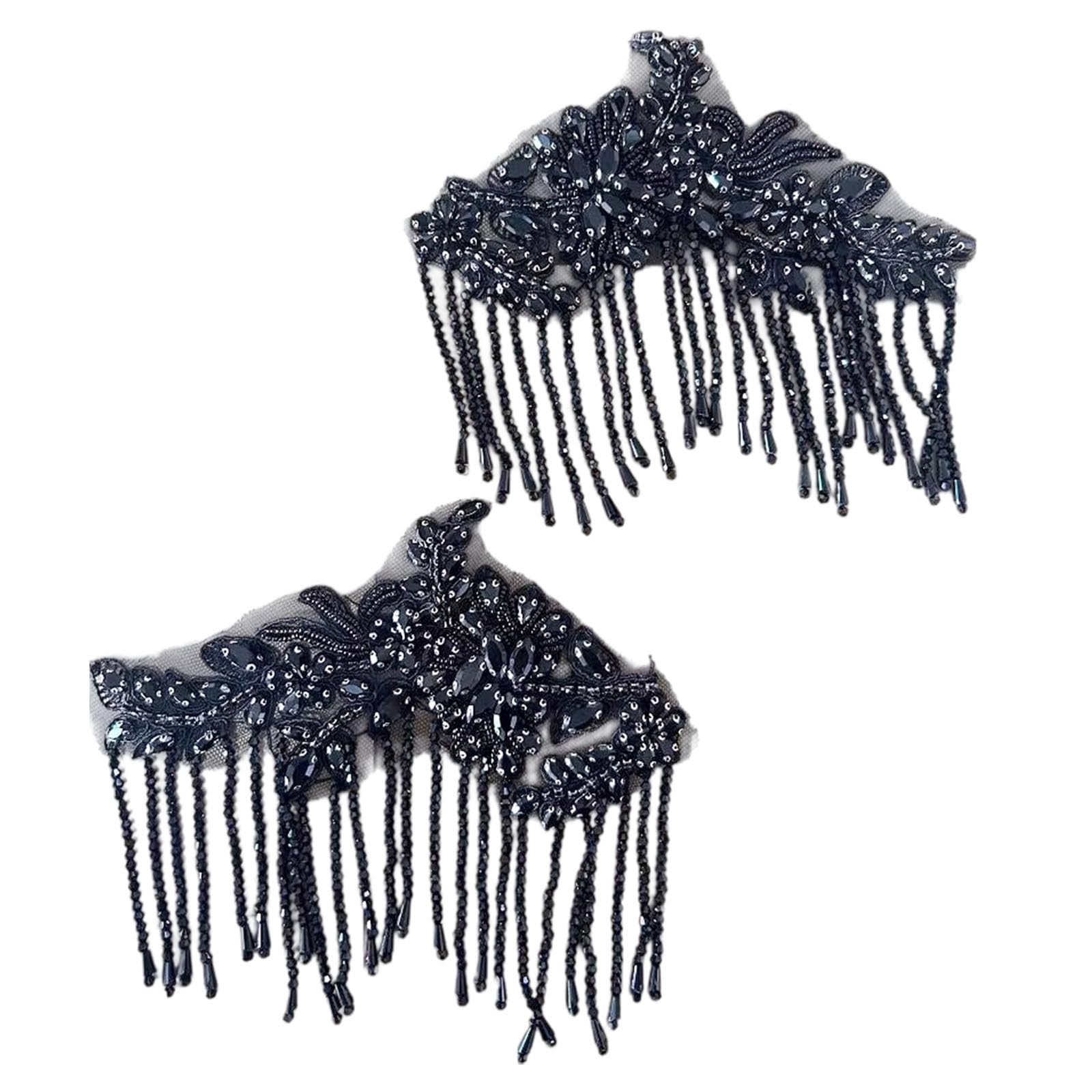 Elnwnnkc Rhinestones Fringe Embellishment with Glass Rhinestones and Beads for Costumes Design Party Wear Adornings