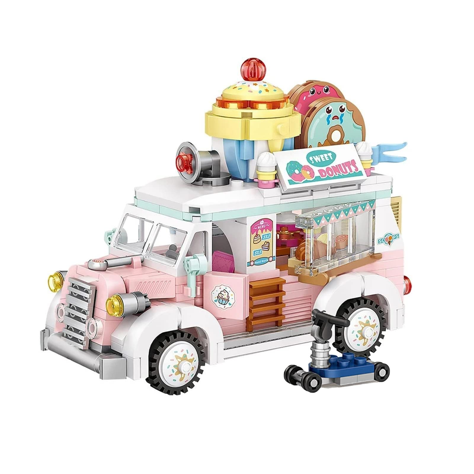 Arabest Dessert Truck Building Toys, Mini Friends City Food Car Building Blocks, Creative Building Construction Toys Sets for Girl 8-12 and Boys (582 Pieces)