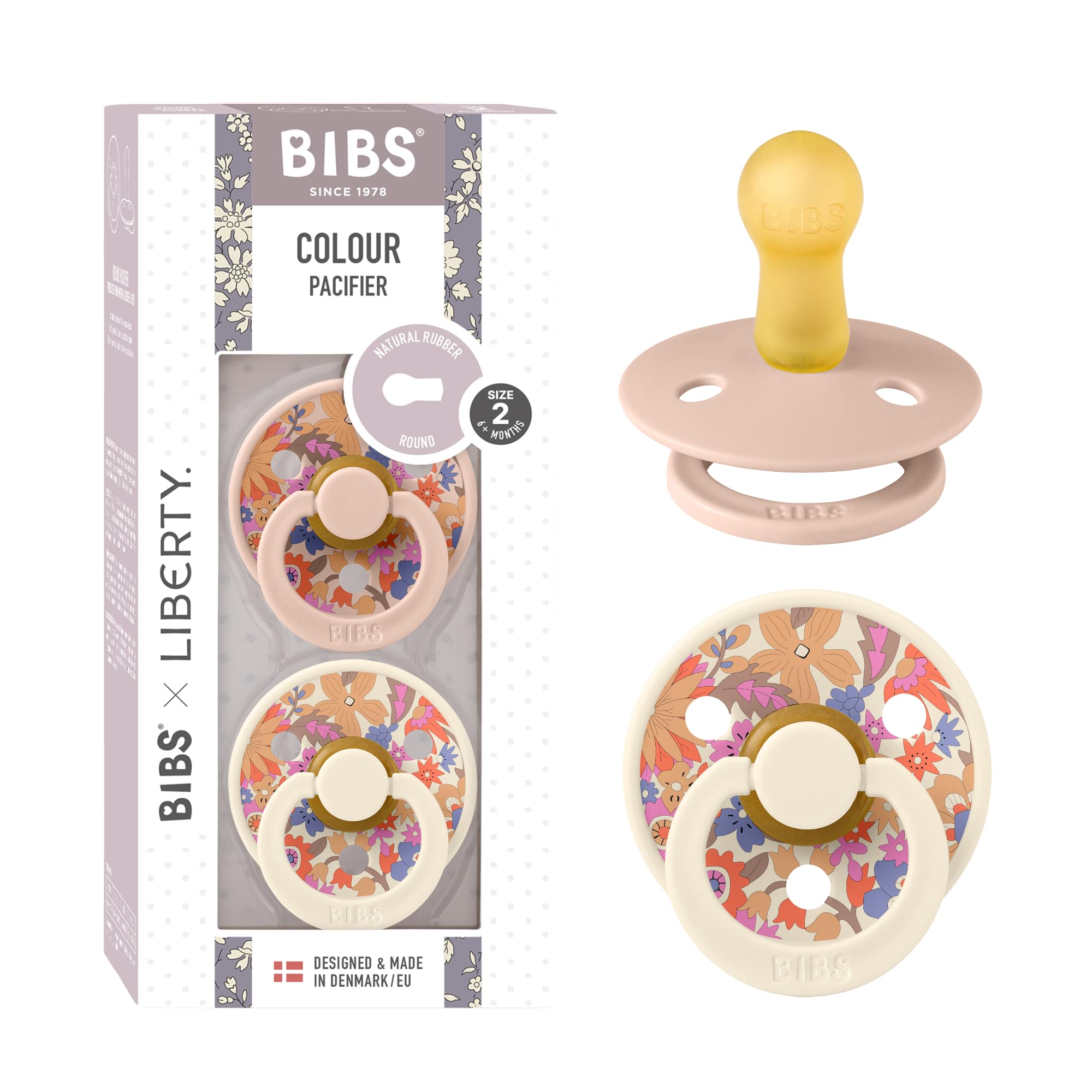 BIBS Liberty Dummies | 2 Colour Natural Rubber Latex Soothers | BPA Free Dummy | Round Nipple Pacifier | Designed & Made in Denmark | Strawberries and Cream Ivory Mix | Size 2 | 6+ Months — view 35