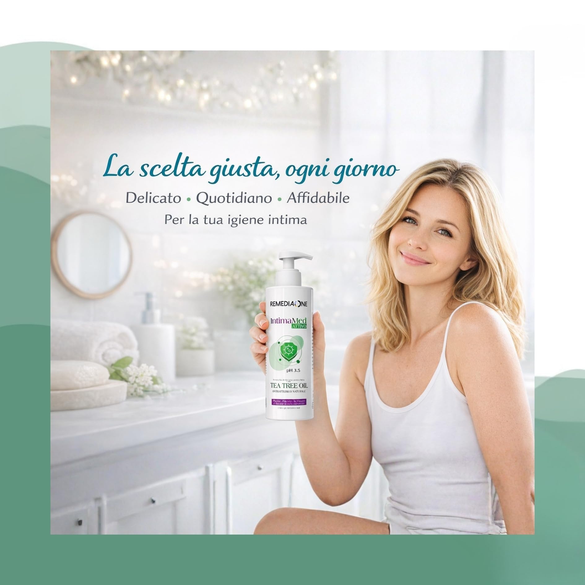 REMEDIA ONE – Detergente Intimo Uomo e Donna con Tea Tree Oil, Sapone Intimo Antibatterico Naturale, Delicato Attivo pH 3.5, Uso Quotidiano – 500 ml