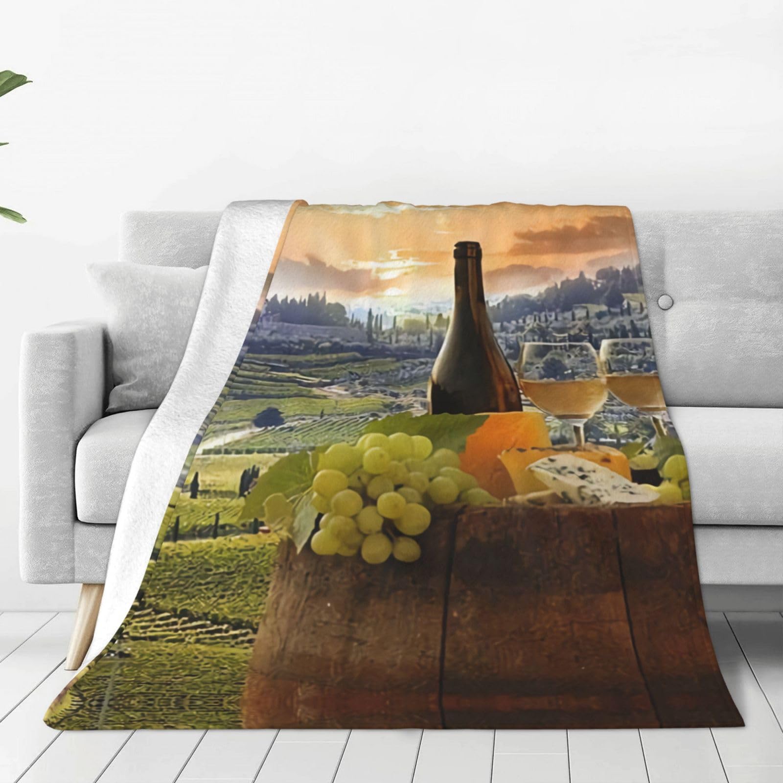 Couverture pour lit canapé imprimée vignoble plaid polaire de salon