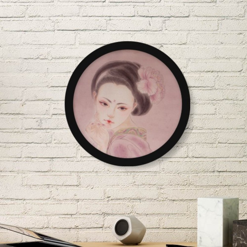 Peinture ronde beauté chinoise rose pour masquer un mur vide avec art