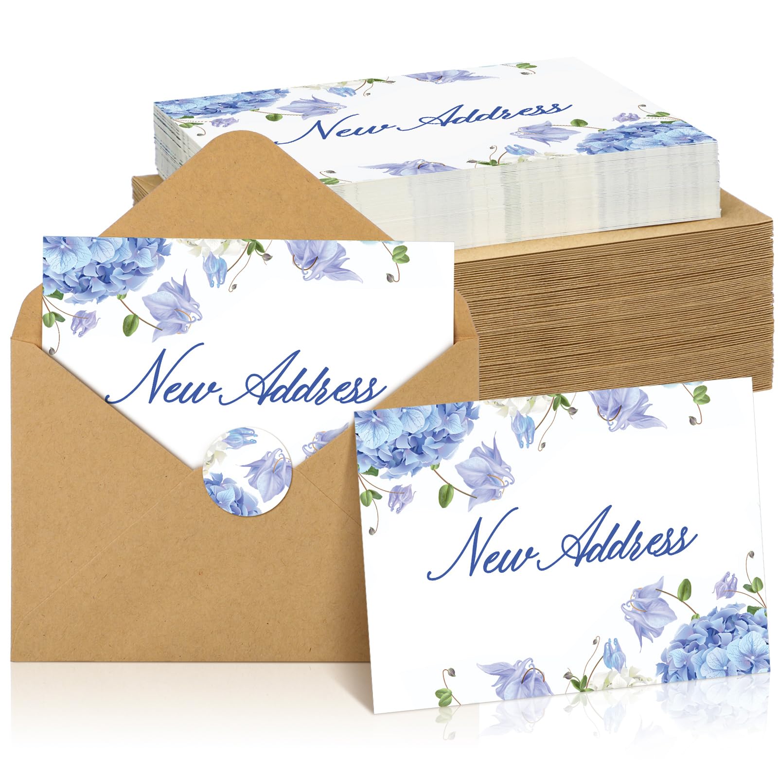 Affrolling 50 Sets Change of Address Postcards with Envelopes, Hydrangea