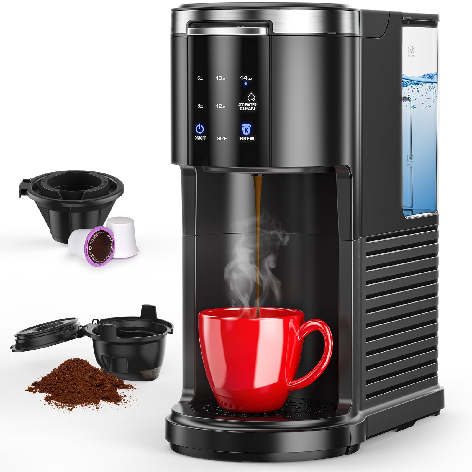 Photo 1 of COWSAR Commercial Single Serve Coffee Maker, K Cup Coffee Brewer for Capsule and Ground Coffee, Capsule Coffee Machine with 40 Oz Water Tank, Instant-Heat, 5 Brew Sizes Up To 14 Oz, Classic Black