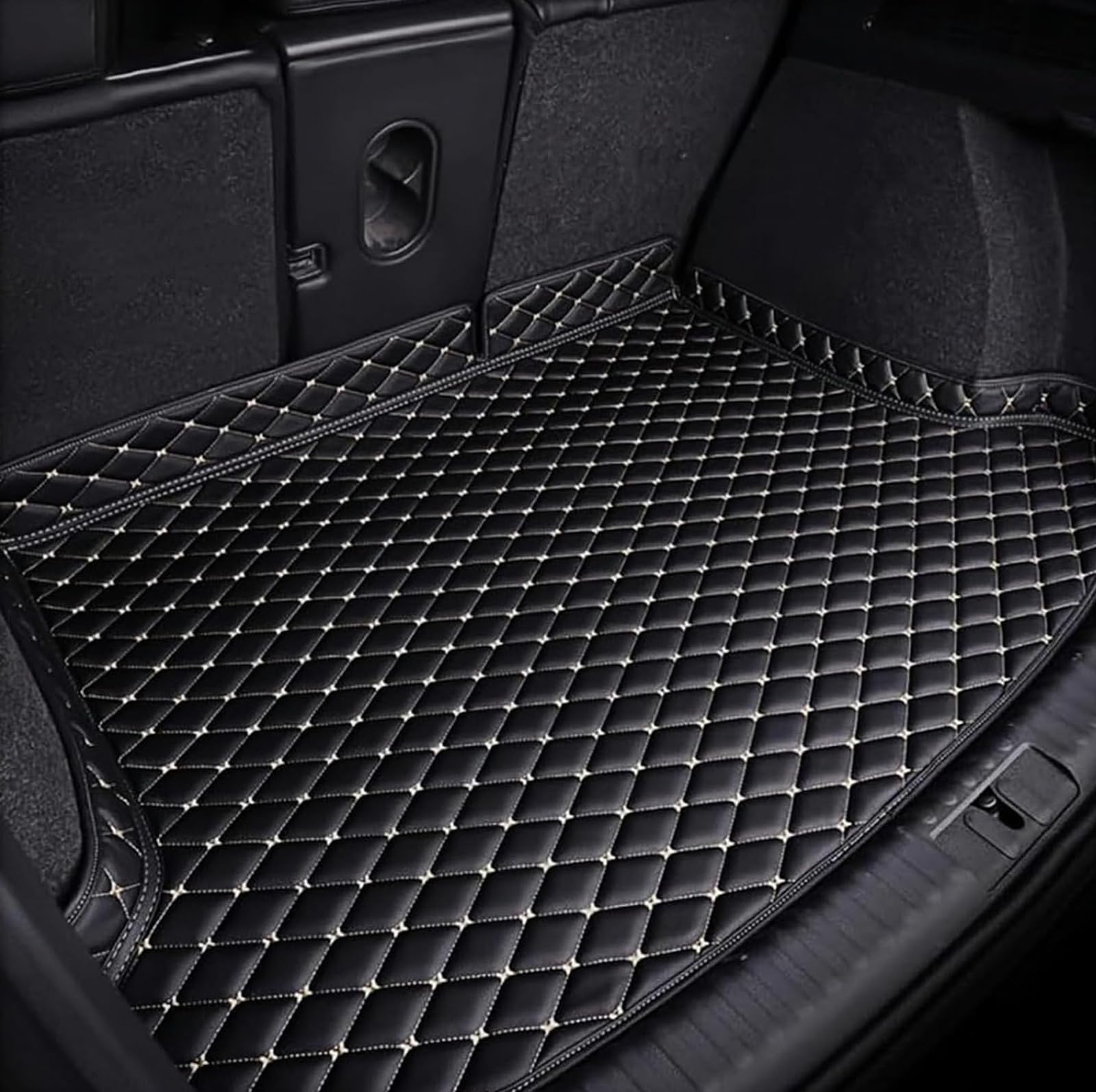 Car Leather Boot Mat for Mitsubishi Eclipse Cross (2025) 2026, Waterproof Boot Liner Protective Mat, Non-Slip Boot Protection, Interior Accessories, G/Black Beige