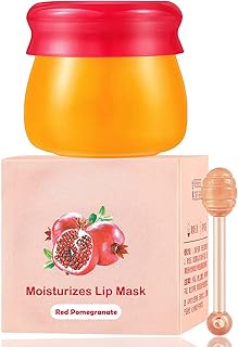 Lip Sleeping Mask, Propolis Lip Mask, Overnight Bee Lip Masks Moisturizing Lip Balm With Lip Brush, Lip Balm for Moisture Lip Care Cracked Dry And Chapped Lip Repair Moisturiser (Red Pomegranate)