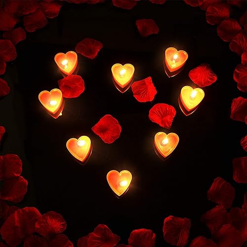 Miniatura 2 de Nuanchu 18 velas en forma de corazón para el día de San Valentín, velas de té de amor, velas para mesa de boda, centro de mesa, cena, decoración de