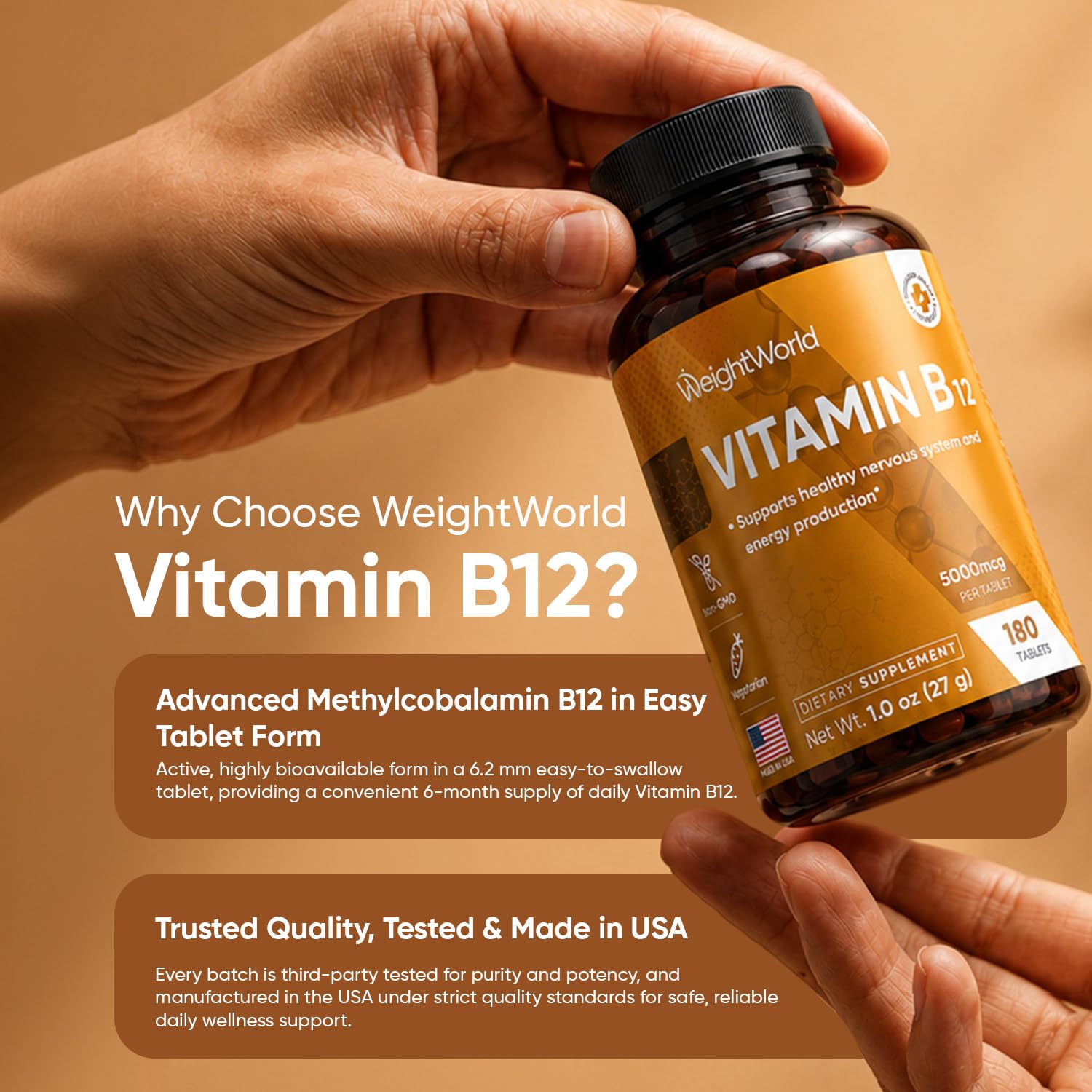 WeightWorld B12 Vitamin 5000mcg | 6-Month Supply | B12 Methylcobalamin Form — Amazon image 12