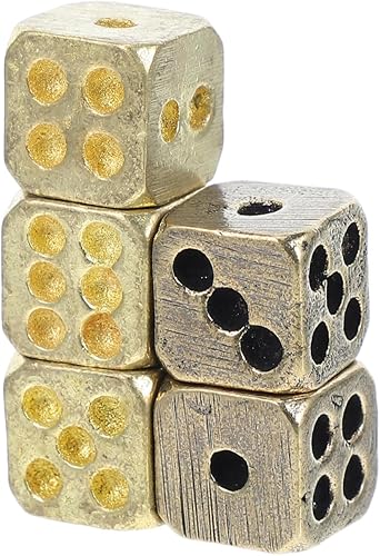 Miniatura 6 de Juego de 5 dados de metal de latón de 6 caras para mesas de juego de mesa, juegos de rol de fiesta de póquer