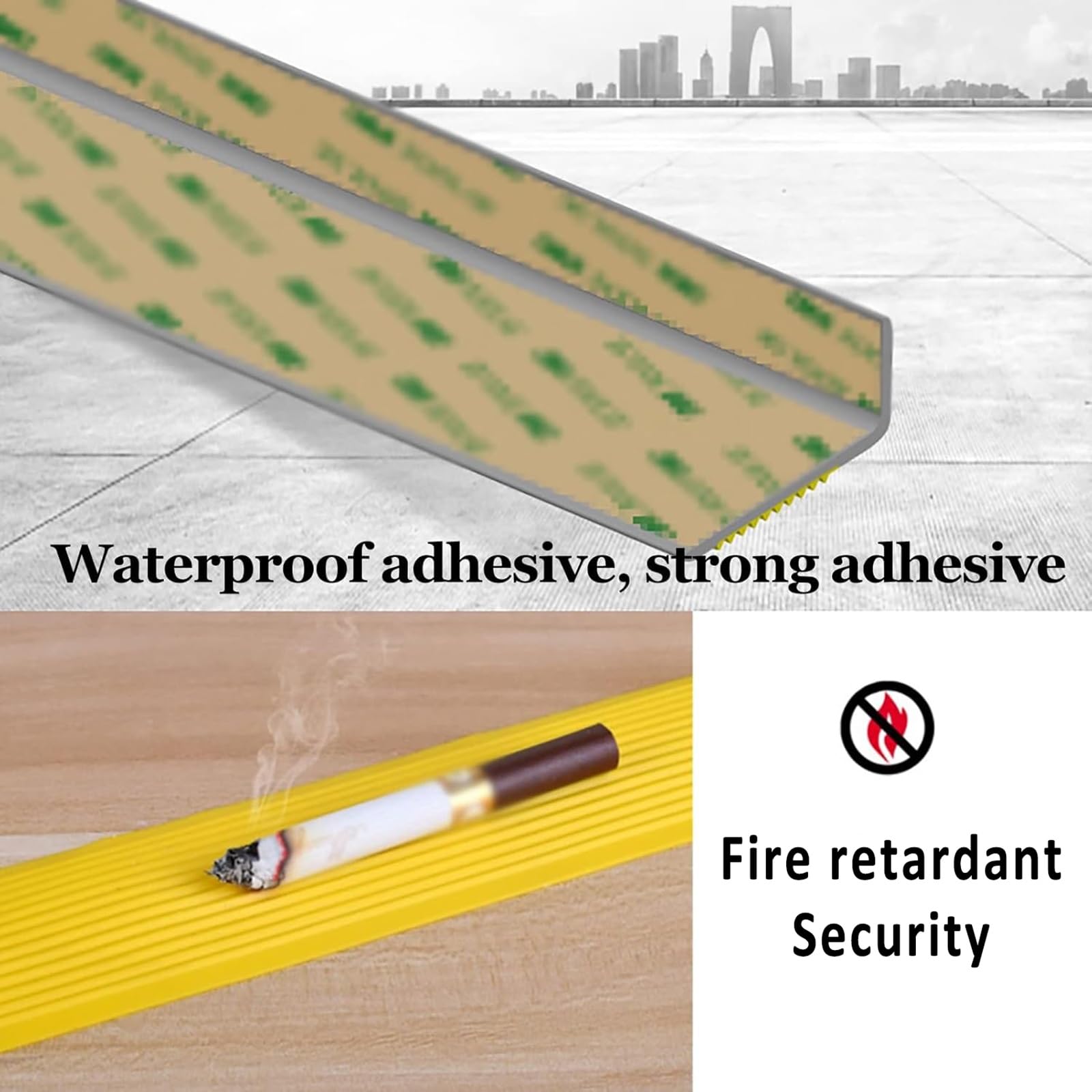 Tira antideslizante de PVC autoadhesiva para peldaños de escalera, perfil angular, para suelo de madera laminado, pasillo, color negro, 2,54 m