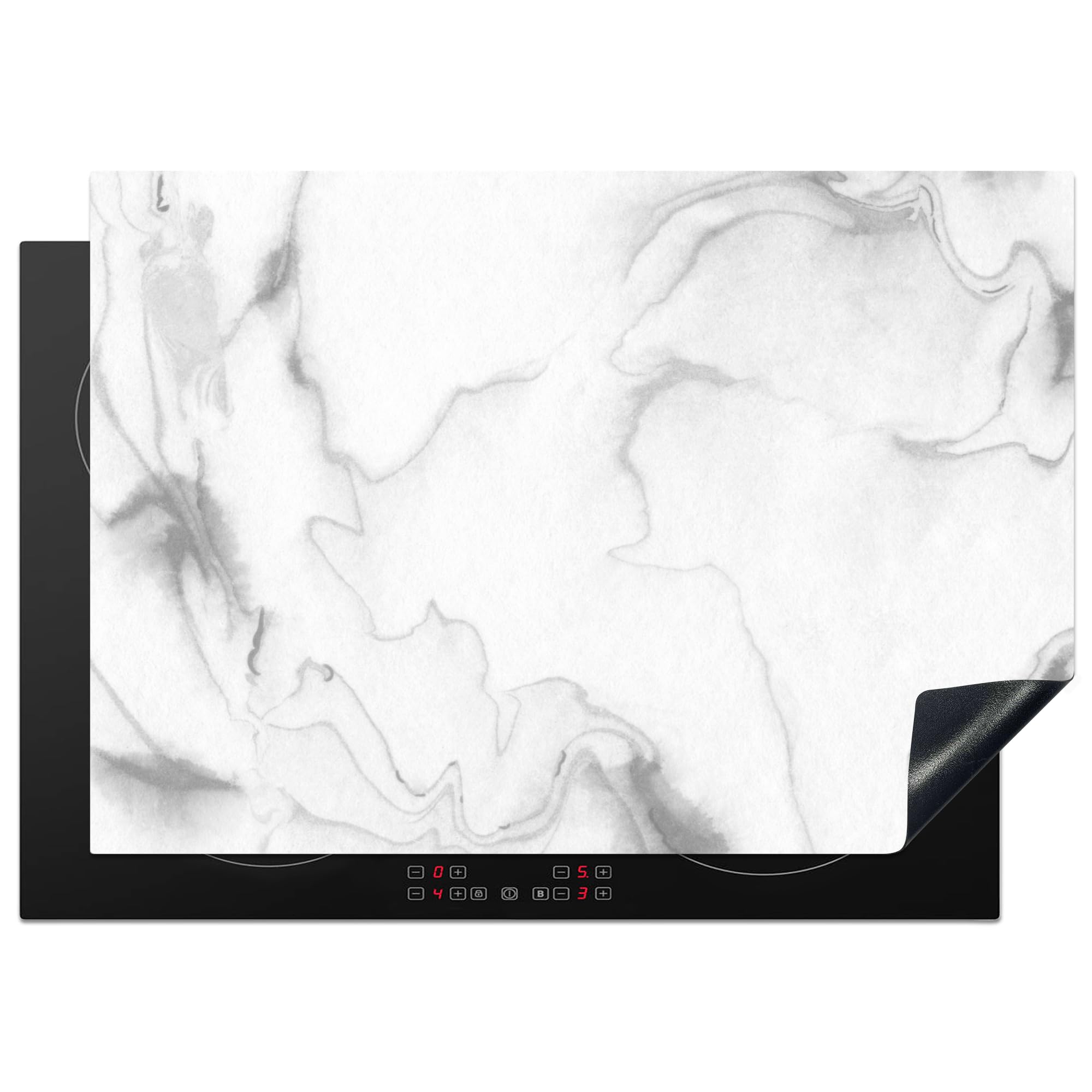 KitchenYeah© Induction Hob Cover Protector Mat 20.5"x29.5" / 75x52 cm Kitchen Universal Ceramic Covers for Electric Cookers Vinyl Marble - Grey - White - Abstract - Marble Look — image 1