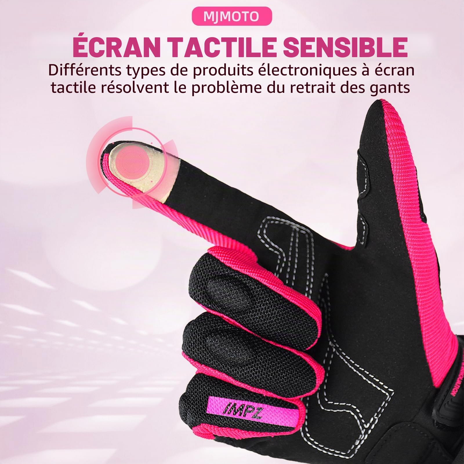 Gants de Moto en Maille Respirante, Écran Tactile, Protection Antidérapante, pour Femmes, Motocross, BMX, VTT, Course sur Route