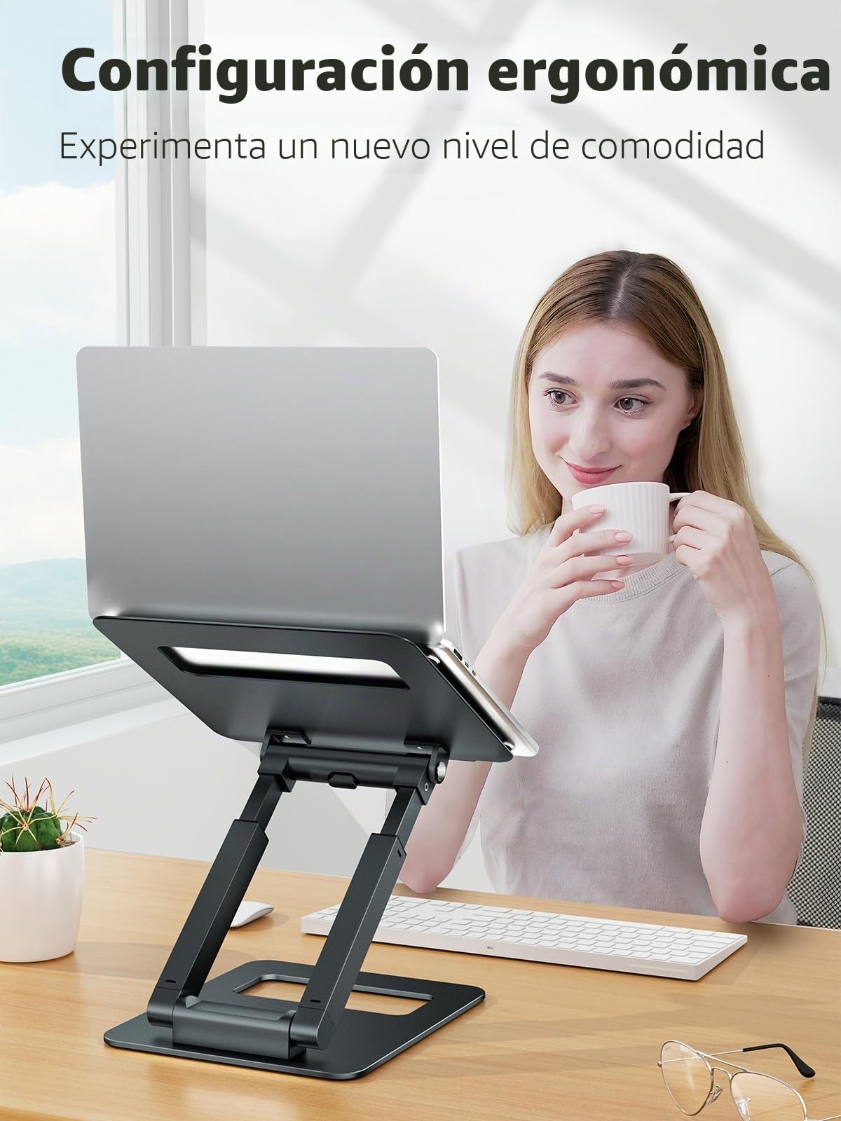 tounee Soporte PC Portátil, Soporte Ergonómico para Computadora, Altura Ajustable de 2.1"a 21", hasta 22 Libras, Compatible con MacBook, Todas Las computadoras Portátiles de 10-17 Pulgadas, Gris