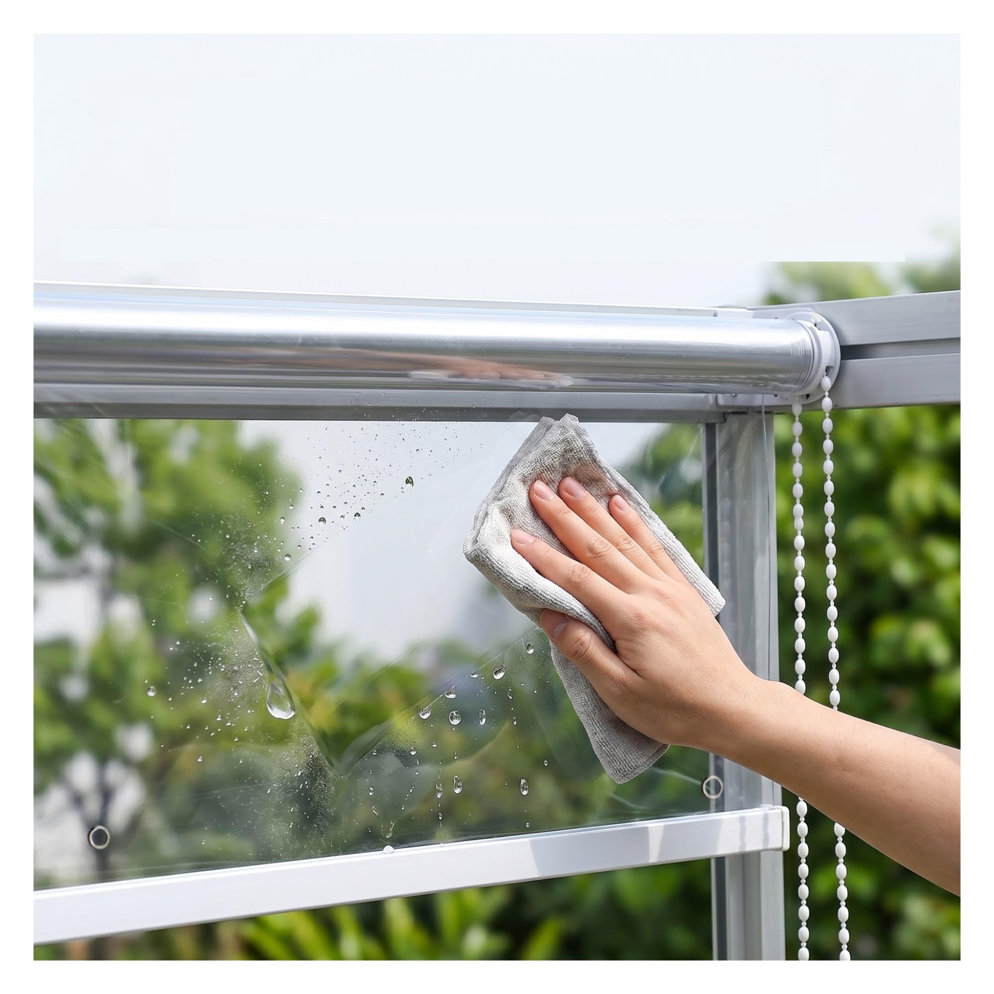 Qweasdf One Color Outdoor Balcony Clear Vinyl Roller Shades Waterproof, Windproof, All-Weather Protection， For Patio Window Door Garage ，Easy To Install, Use And Assemble，With Eyelets(W150*H200cm/W59.05*H78.74in)