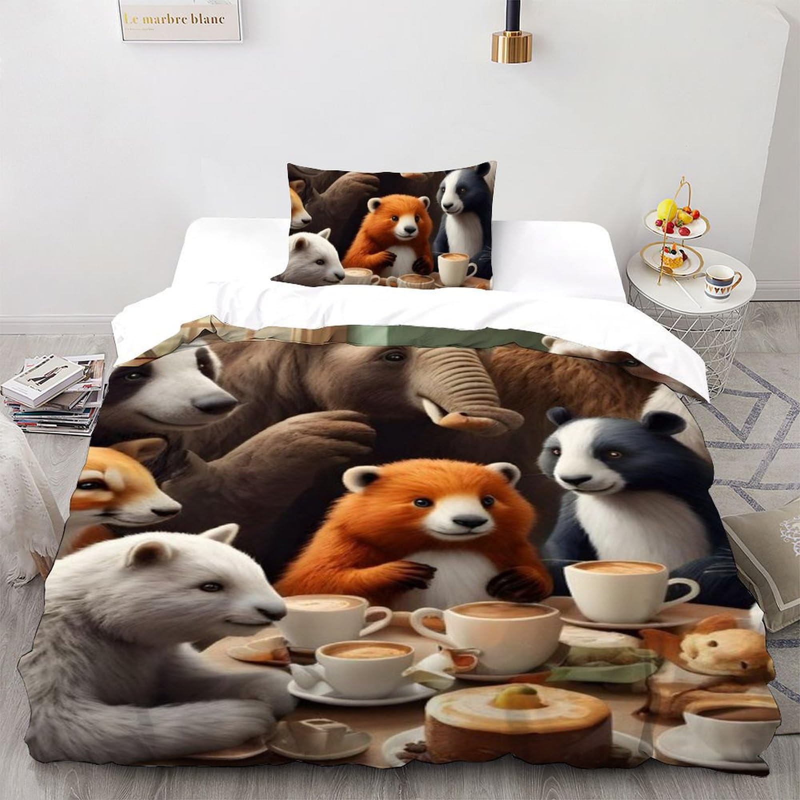 Housse de couette animaux 135x200 décorer la chambre de fille style animaux land féerique
