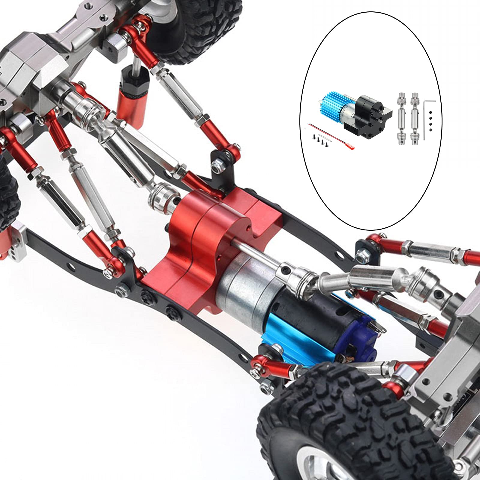 Eje de Transmisión Metálico para Coche RC, Motor 370, Soporte de Motor de Aleación de Aluminio, Disipador de Mecanizado por CNC, Negro