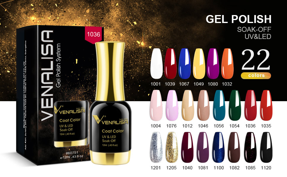 VENALISA Gel Nail Polish Uv Glitter Gel Nagellack UV Farbgel Soak off UV Lack for DIY at home (Schwarz) – Bild 8