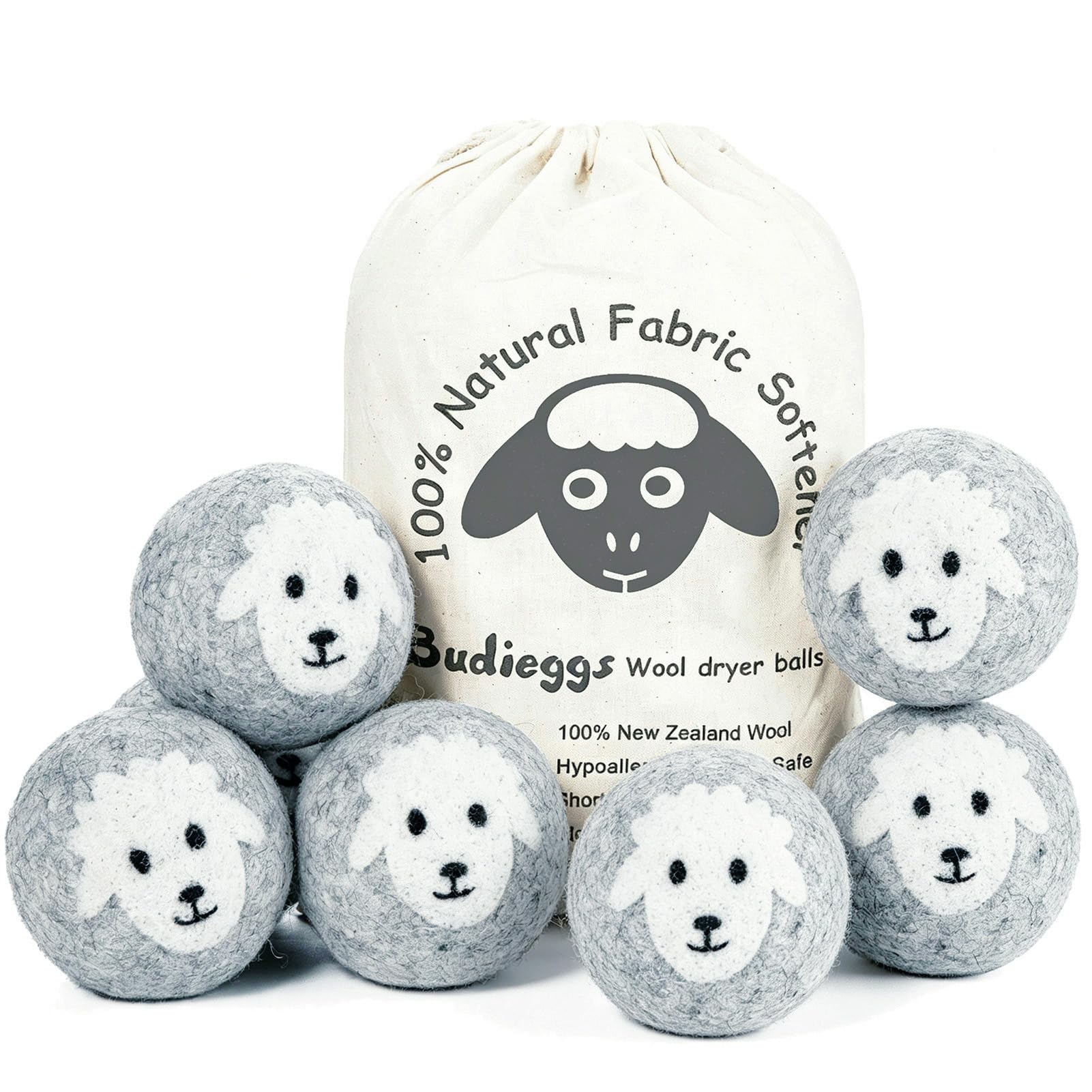 Budieggs Wool Dryer Balls XL 6-Pack