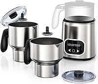Livatro 14-in-1 Electric Milk Frother & Steamer: Dual Detachable Cups (21oz/13.5oz), IH Fast Heating, Smart Memory, Dishwasher Safe for Lattes & Cappuccinos
