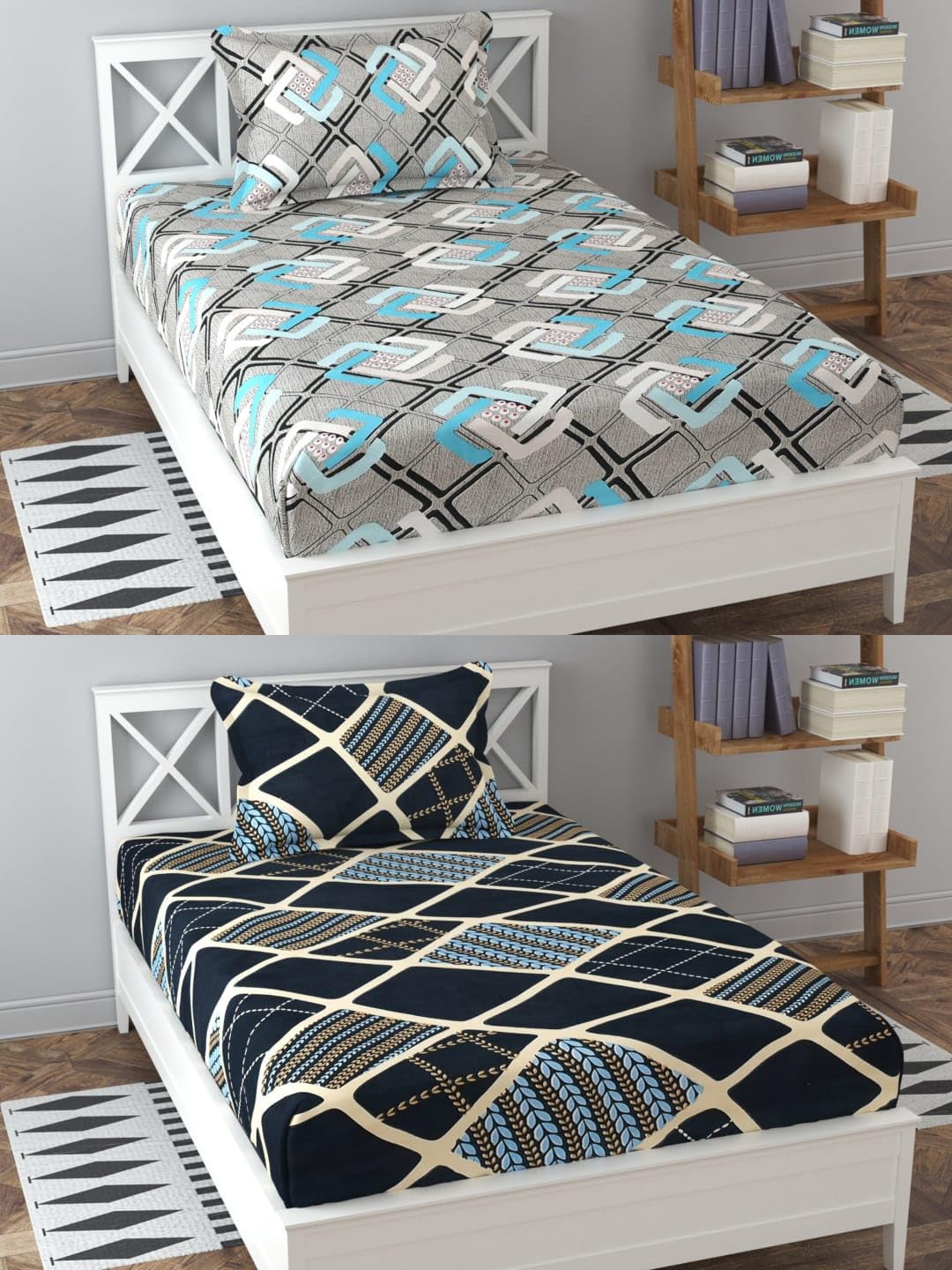 Soniasaa Combo Pack of 2 Single Bedsheet with 2 Pillow Covers 220 TC Soft Brushed Cotton-Blend -Long Lasting & Wrinkle Free Bedsheet for Single Bed Combo Pack Multicolor (B0CSPKR86N) Amazon Price History, Amazon Price Tracker