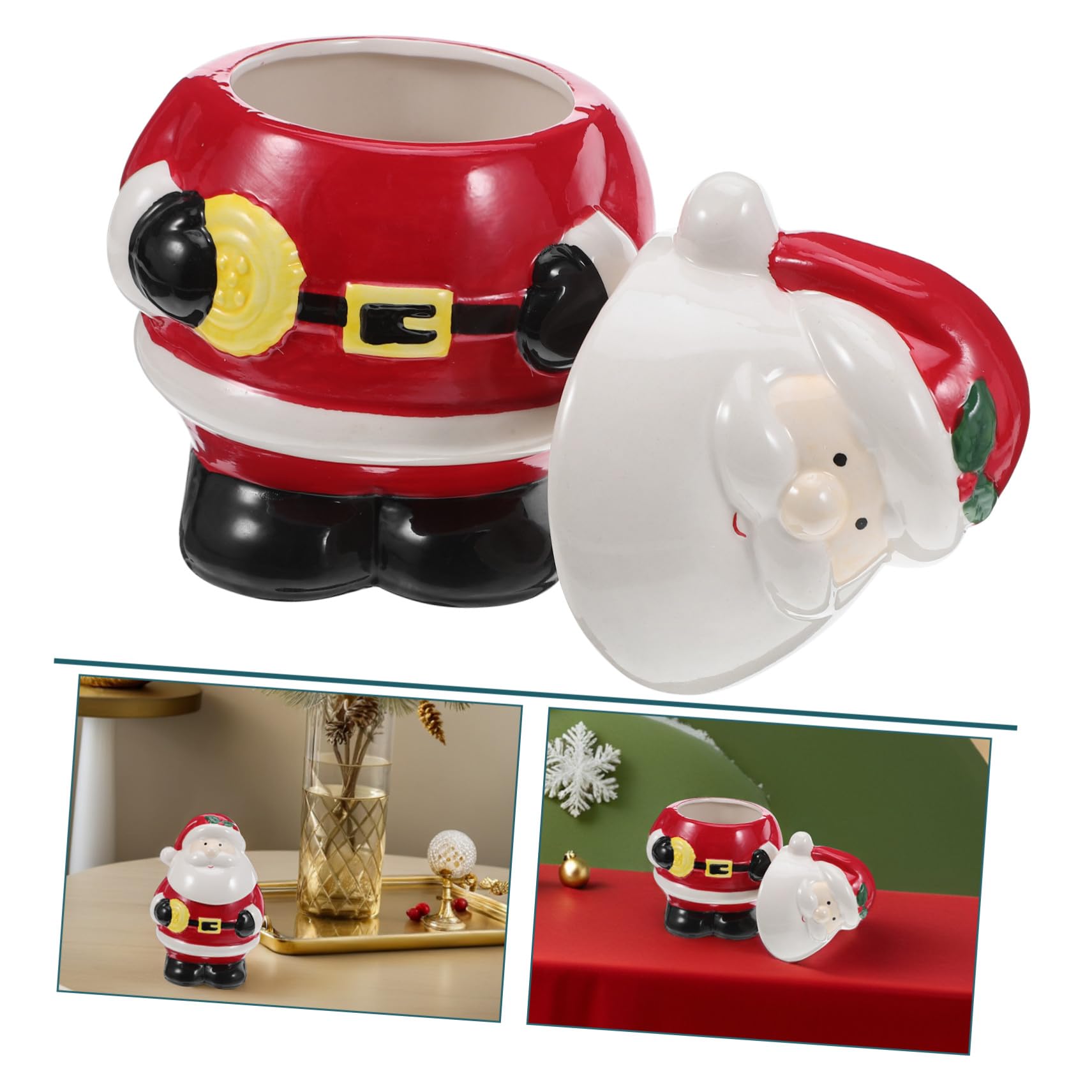 PRETYZOOM Boîte à Biscuits de Noël Céramique Motif Père Noël pour Bonbons et Chocolats Boîte de Conservation pour Fêtes