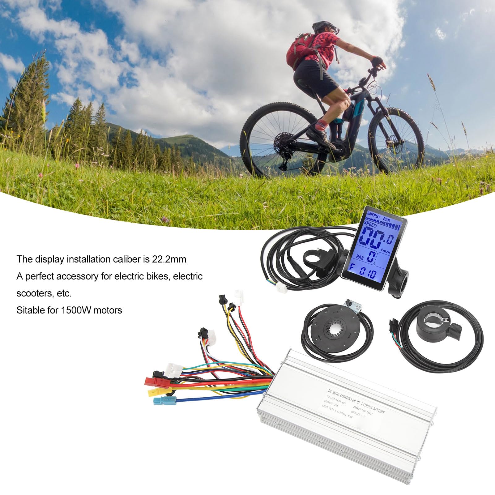 Kit Controller Bici Elettrica 35A 36V/48V, Schermo LCD M5, Acceleratore, Per Motore 1500W - Conversione Ebike Fai Da Te